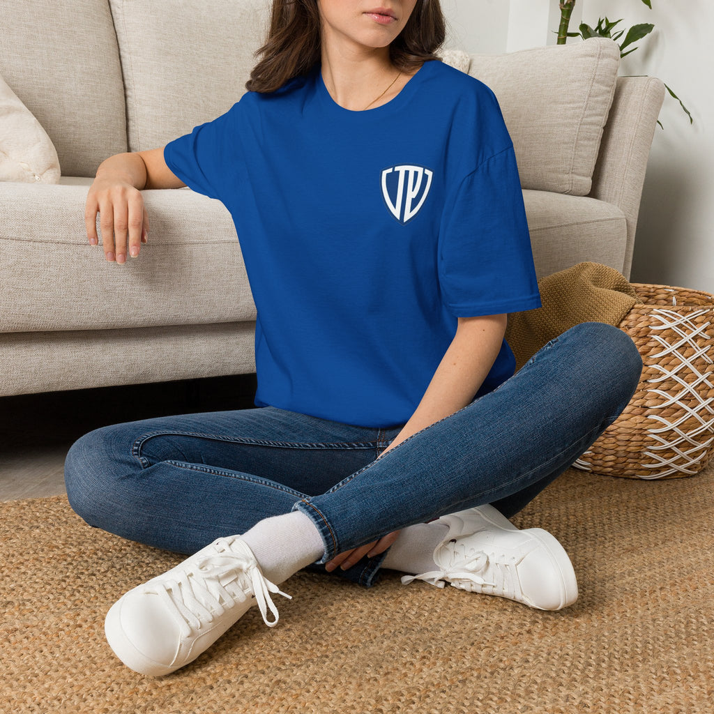 Shield Crest Pocket Tee — Retro Badge Logo T‑Shirt