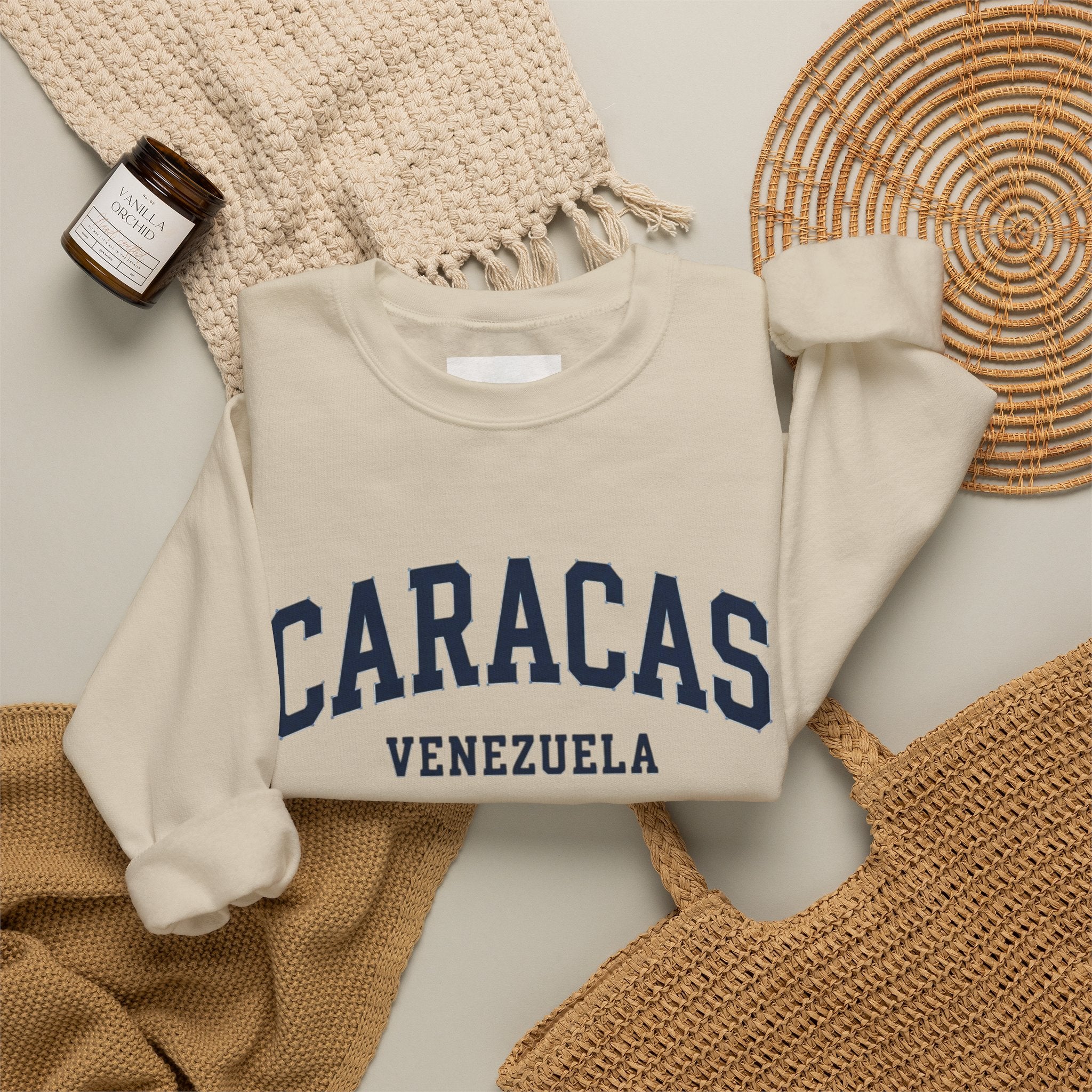 Caracas Venezuela Sweatshirt | City Name Crewneck, White College Style