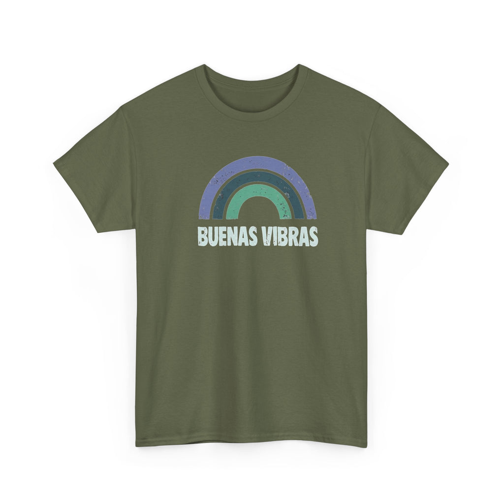 Buenas Vibras Tee — Retro Rainbow Graphic T‑Shirt (Spanish Positive Vibes)