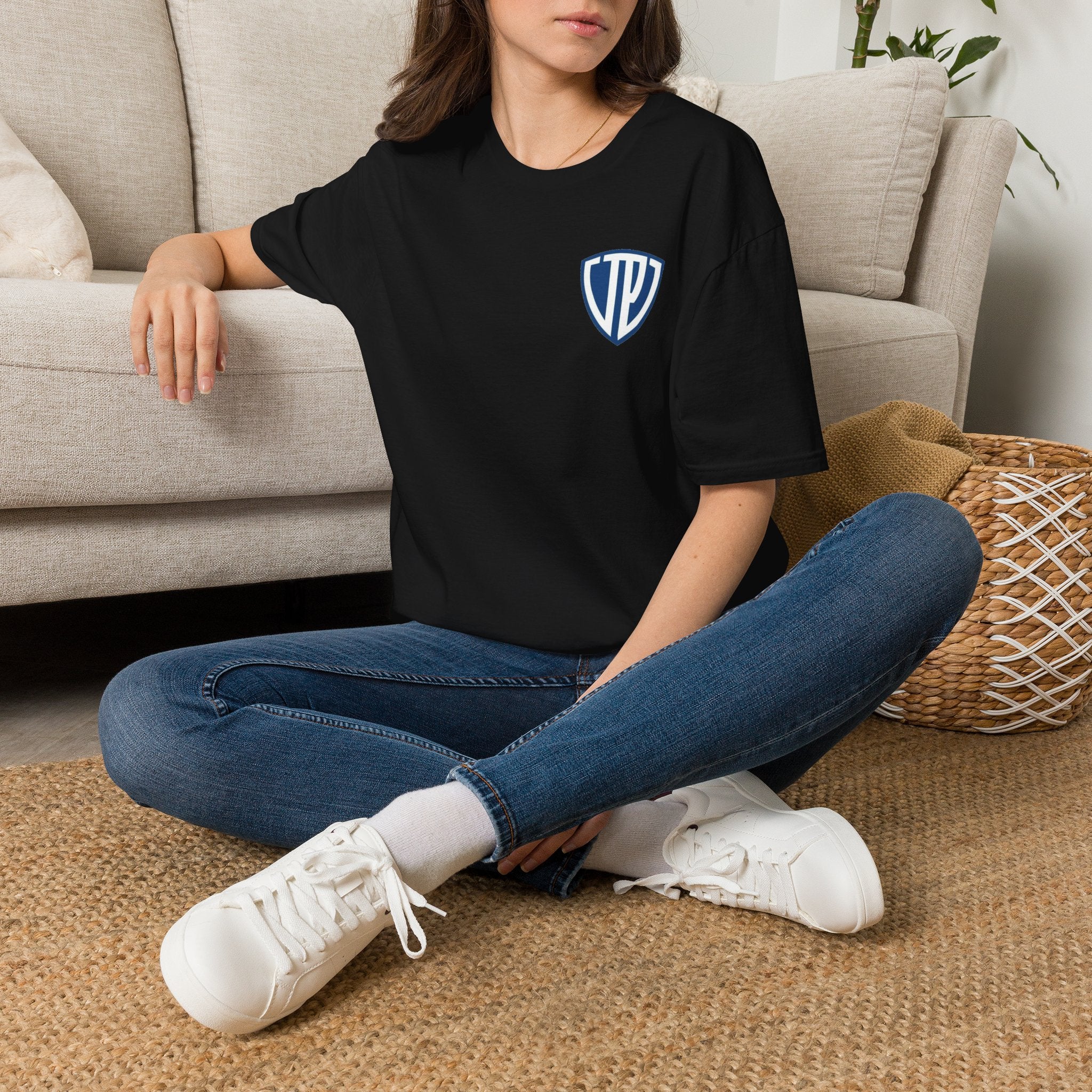 Shield Crest Pocket Tee — Retro Badge Logo T‑Shirt