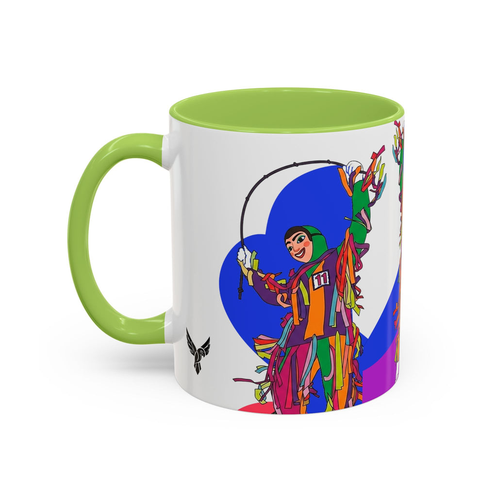 Colorful Jester Accent Coffee Mug — Vibrant Harlequin Dance Design (11/15oz)