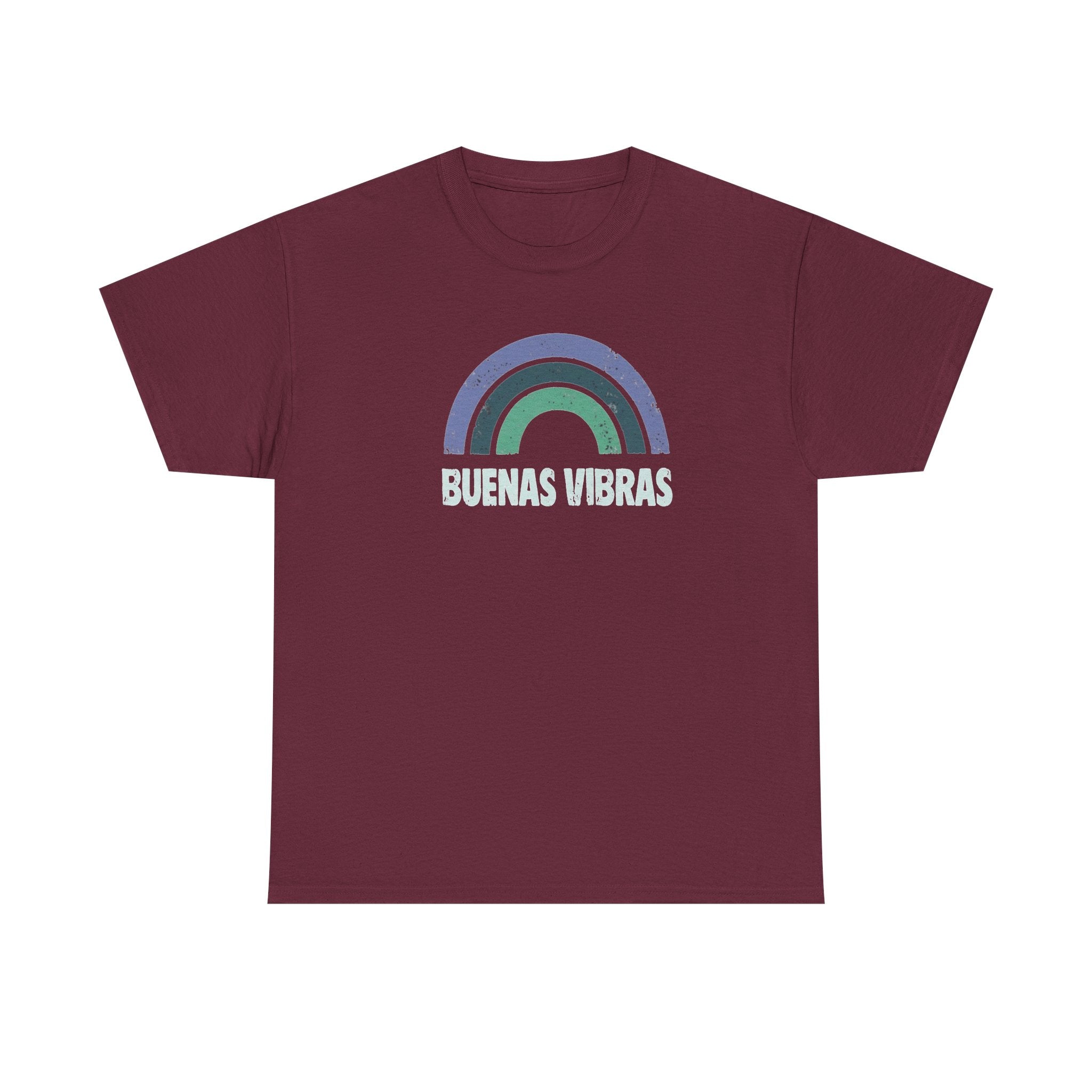 Buenas Vibras Tee — Retro Rainbow Graphic T‑Shirt (Spanish Positive Vibes)