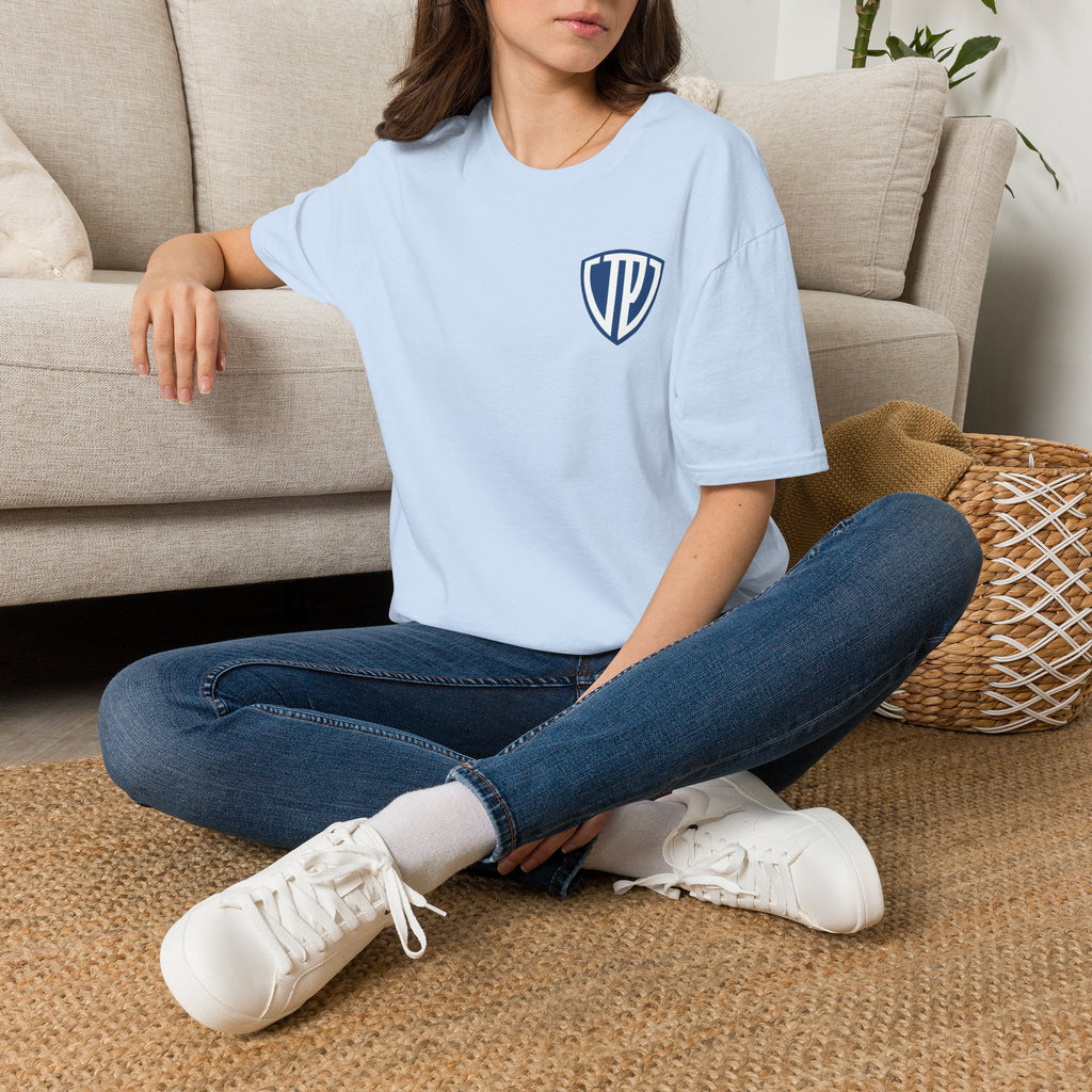 Shield Crest Pocket Tee — Retro Badge Logo T‑Shirt