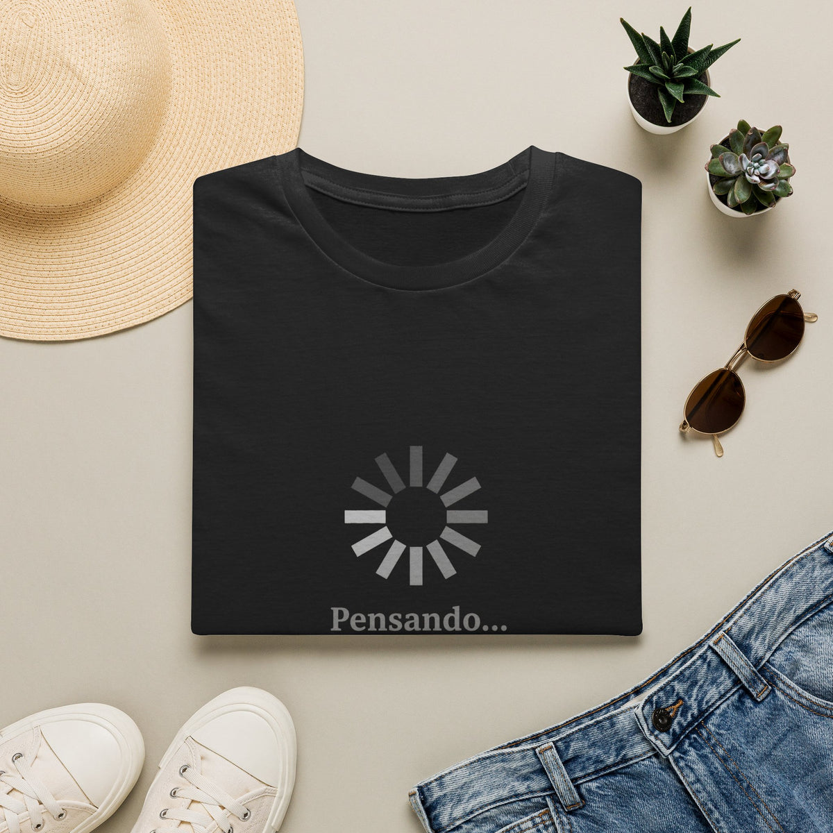 T-Shirt — "Estoy Pensando" Minimal Sunrise Graphic