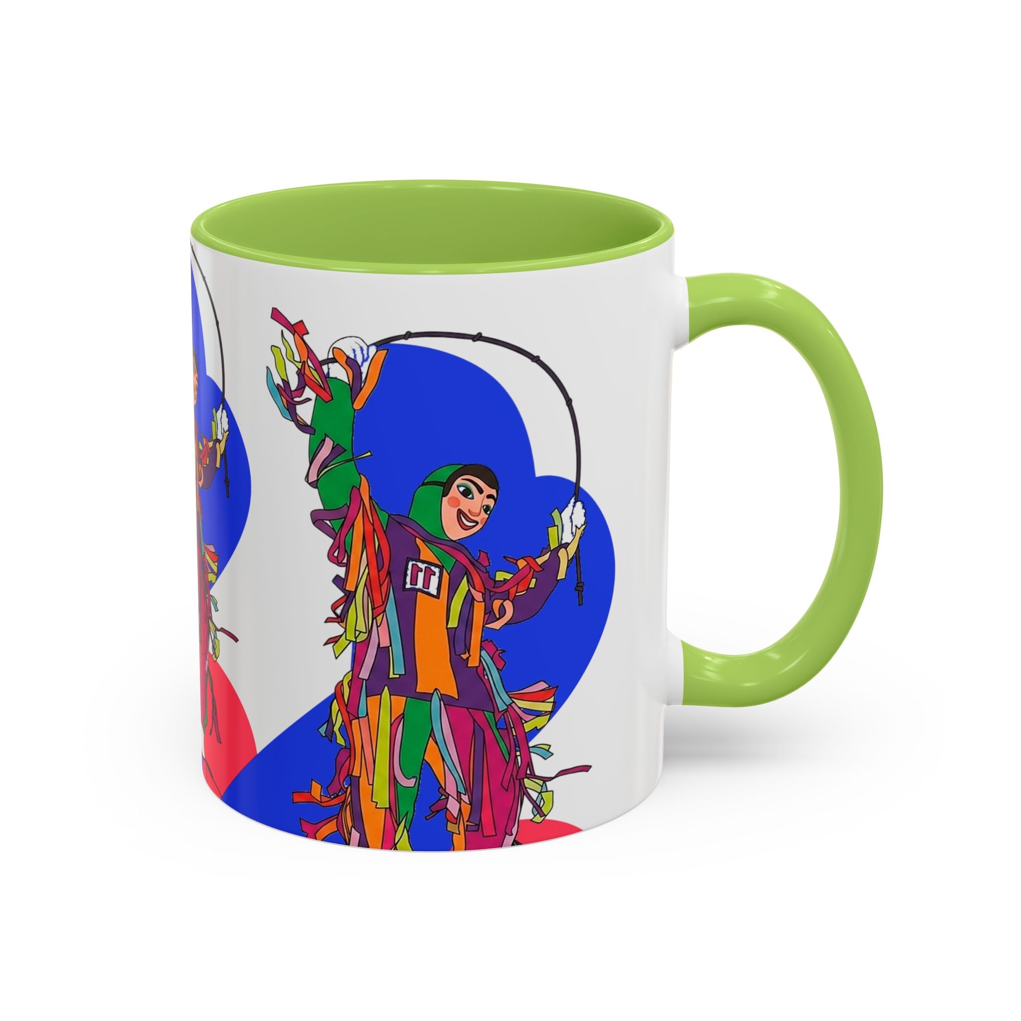 Colorful Jester Accent Coffee Mug — Vibrant Harlequin Dance Design (11/15oz)
