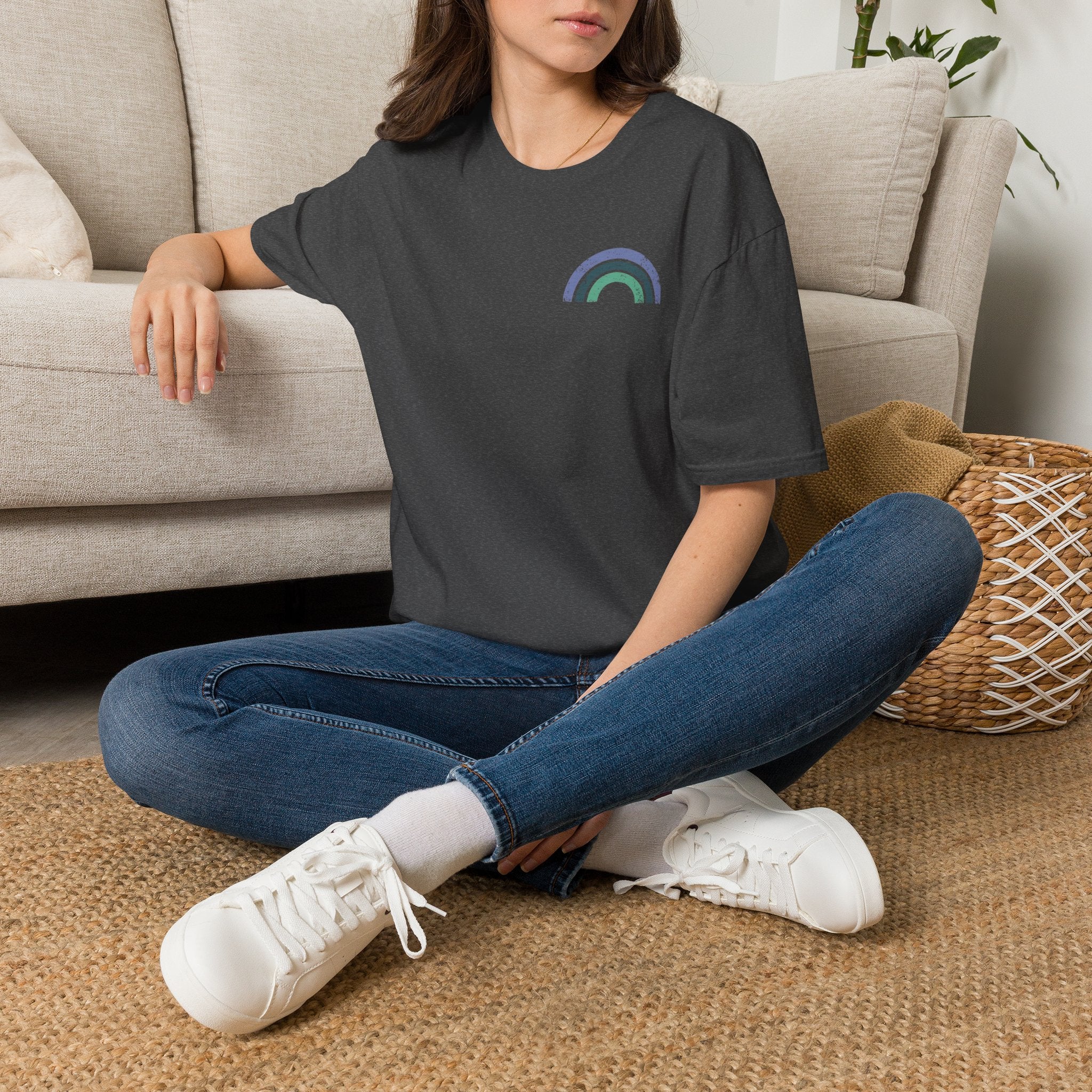 T-Shirt — Minimal Pastel Rainbow Chest Print