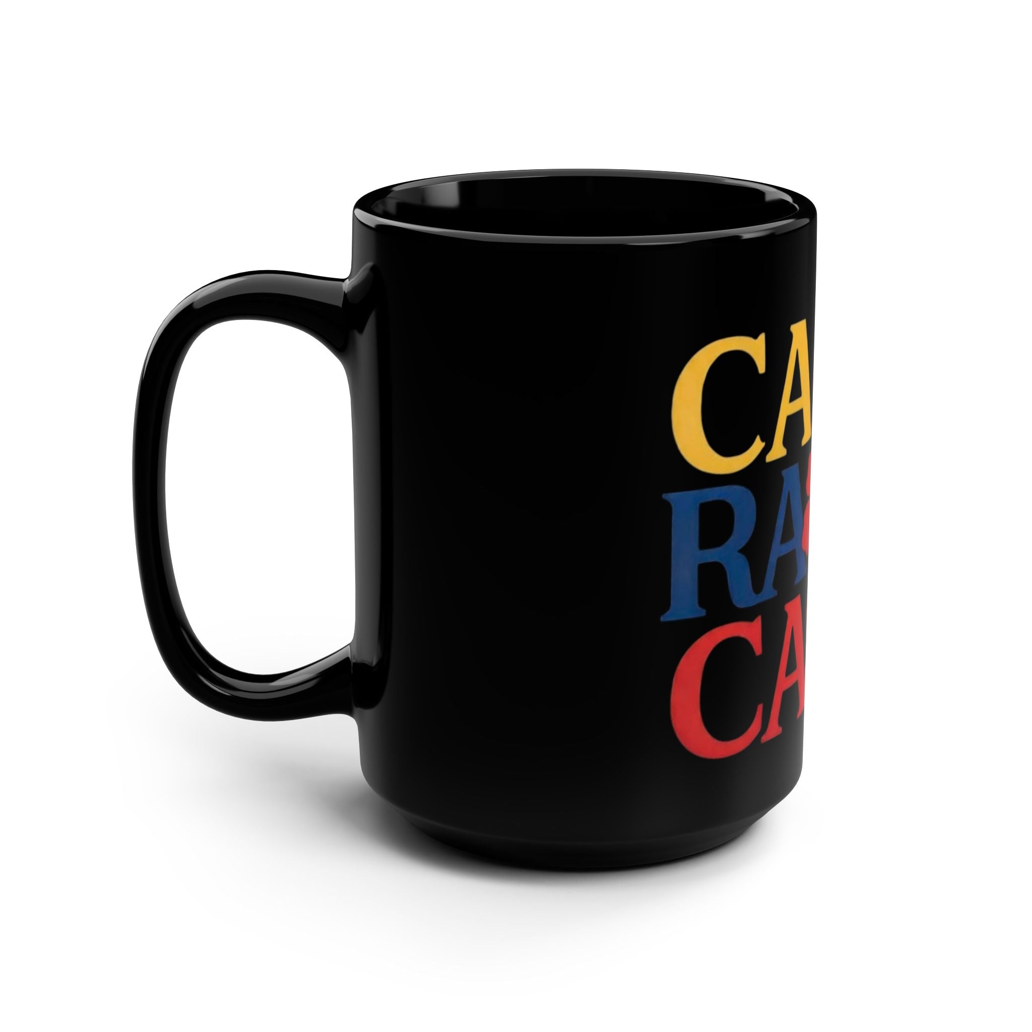 Caracas Floral Logo Black Mug — 15oz Venezuelan City Coffee Cup