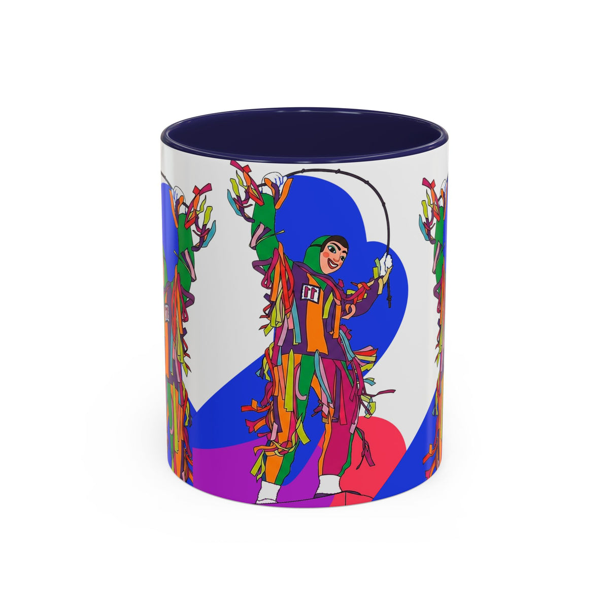 Colorful Jester Accent Coffee Mug — Vibrant Harlequin Dance Design (11/15oz)