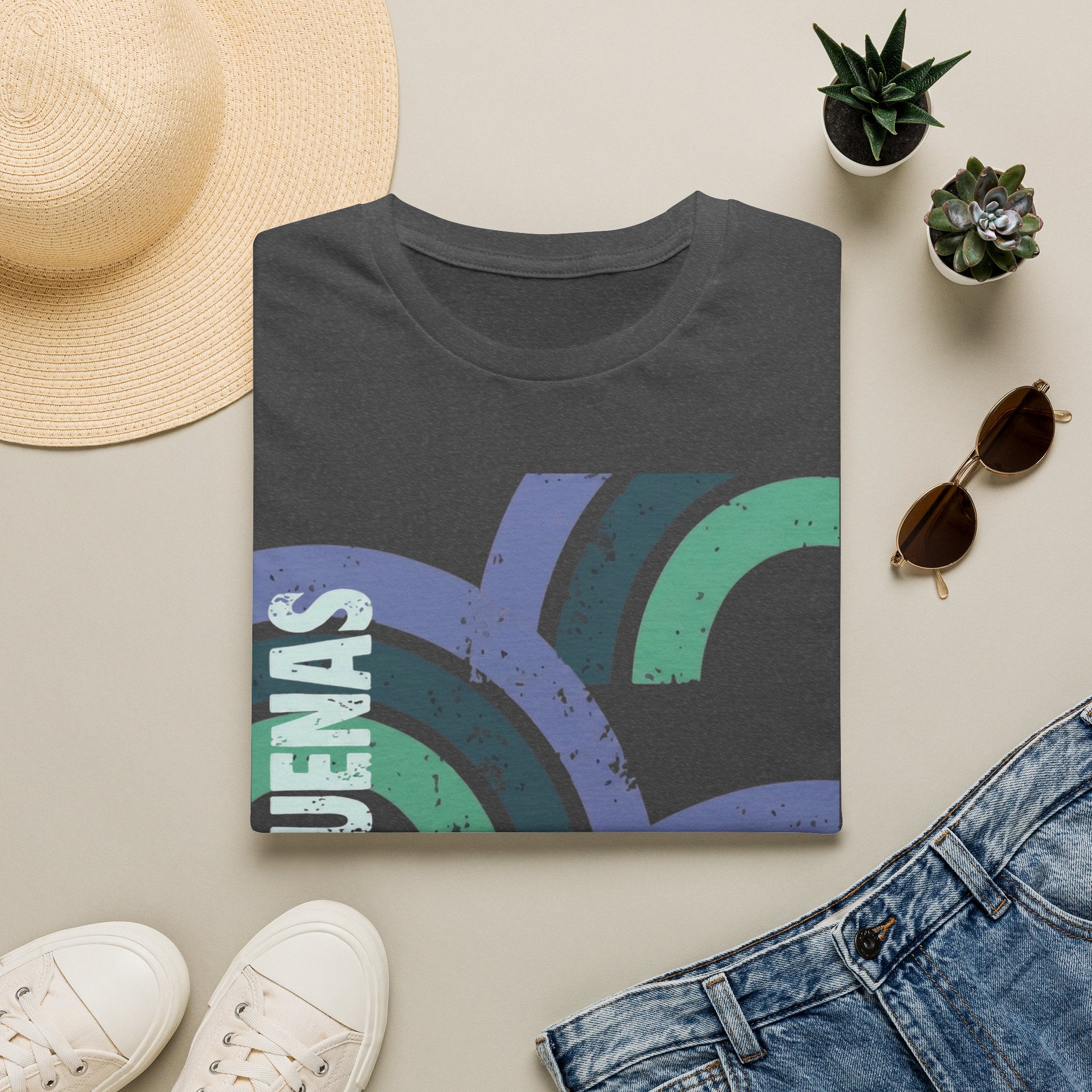 Retro Rainbow Graphic T-Shirt — 'Celebrate' Distressed Arc Design