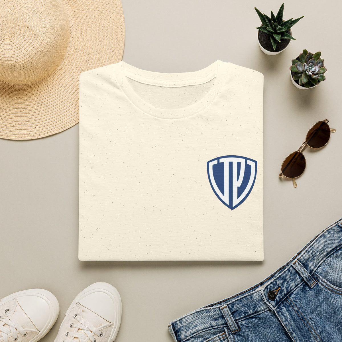 Shield Crest Pocket Tee — Retro Badge Logo T‑Shirt