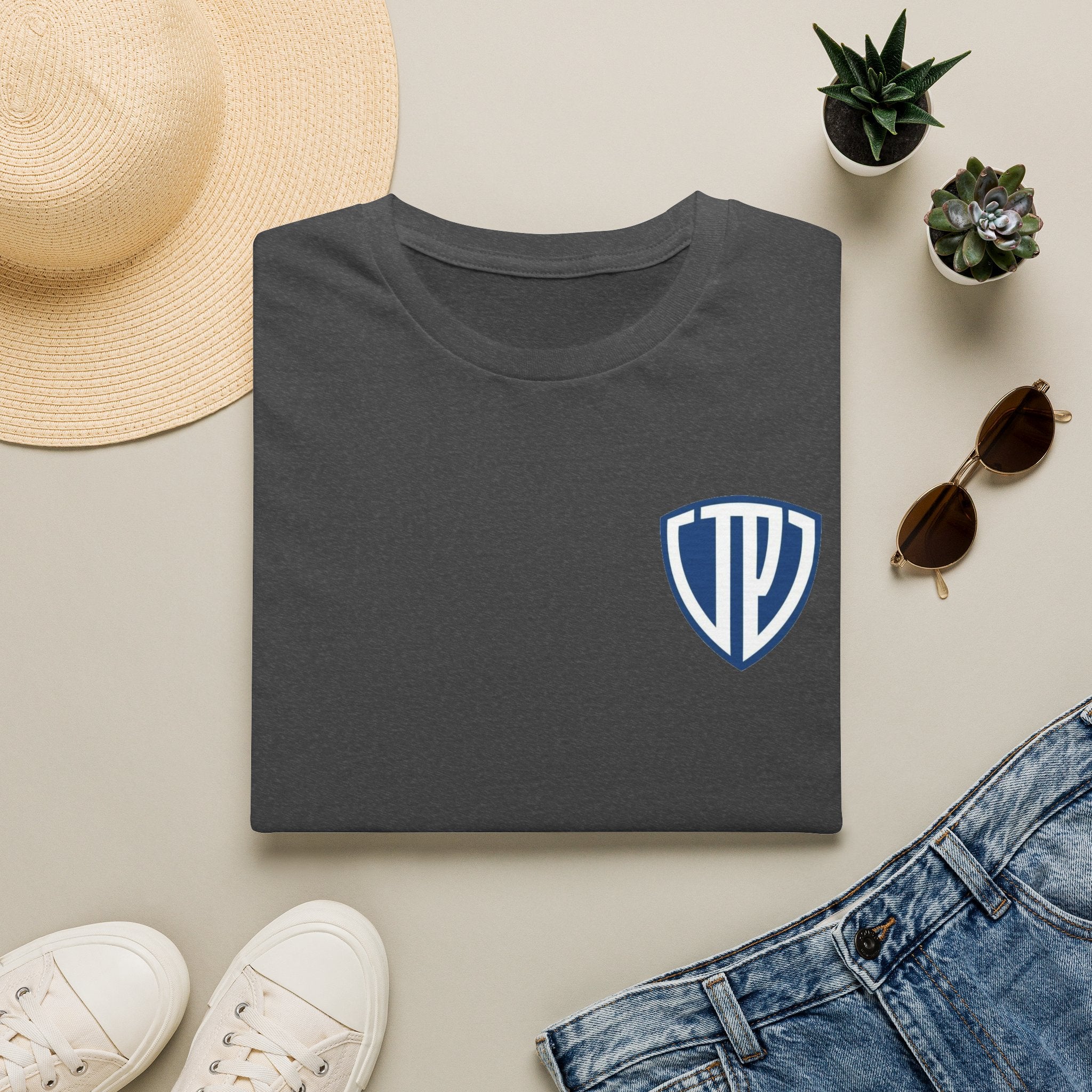 Shield Crest Pocket Tee — Retro Badge Logo T‑Shirt
