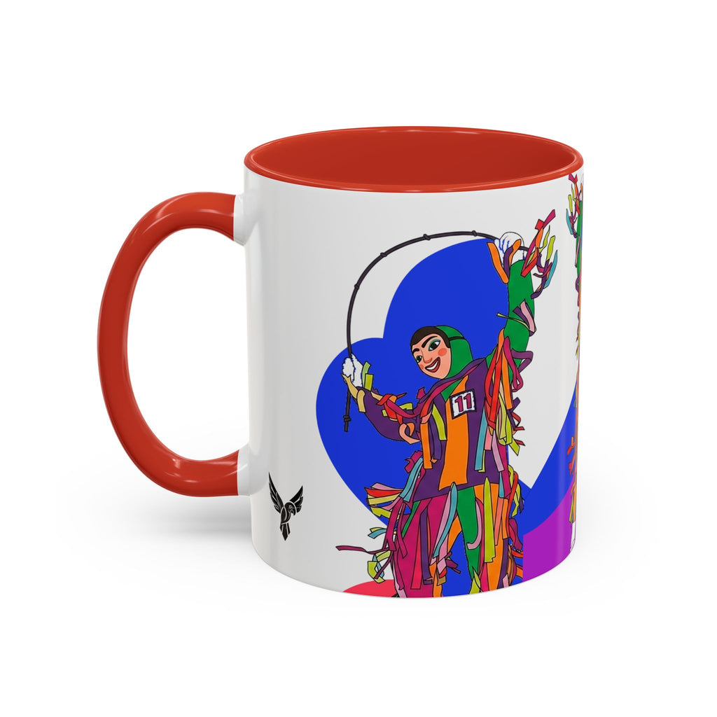 Colorful Jester Accent Coffee Mug — Vibrant Harlequin Dance Design (11/15oz)