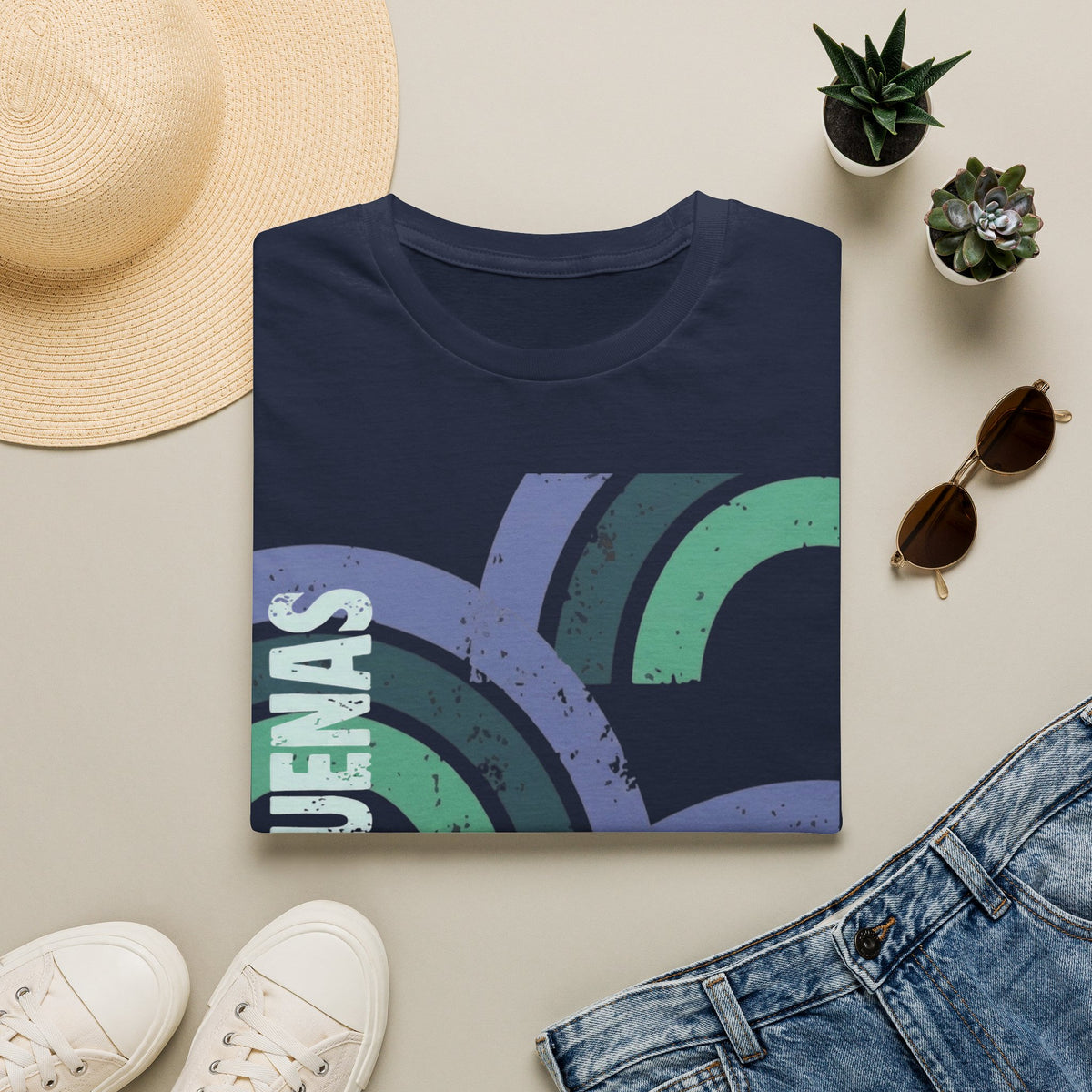 Retro Rainbow Graphic T-Shirt — 'Celebrate' Distressed Arc Design