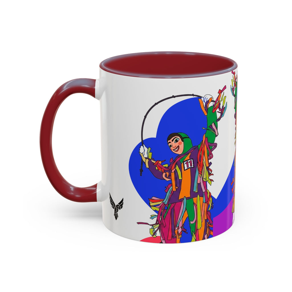 Colorful Jester Accent Coffee Mug — Vibrant Harlequin Dance Design (11/15oz)