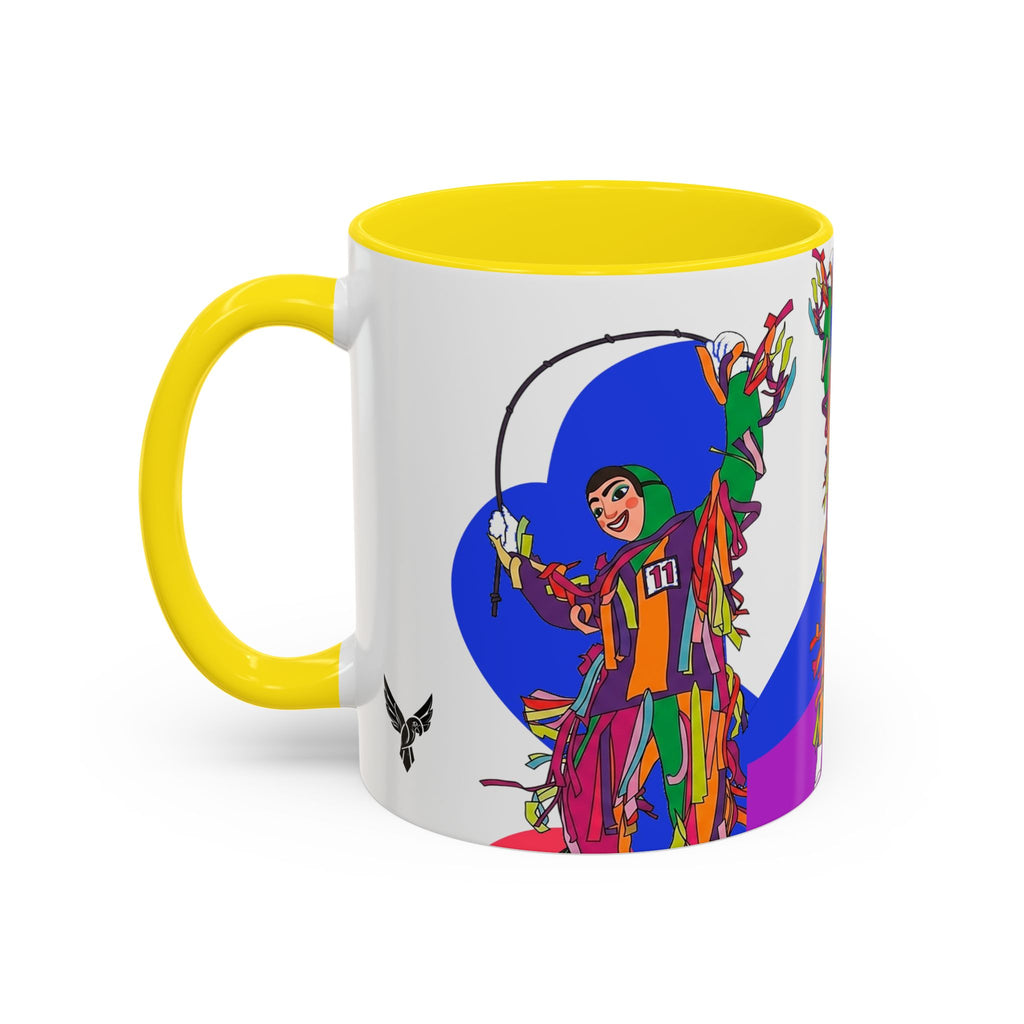 Colorful Jester Accent Coffee Mug — Vibrant Harlequin Dance Design (11/15oz)