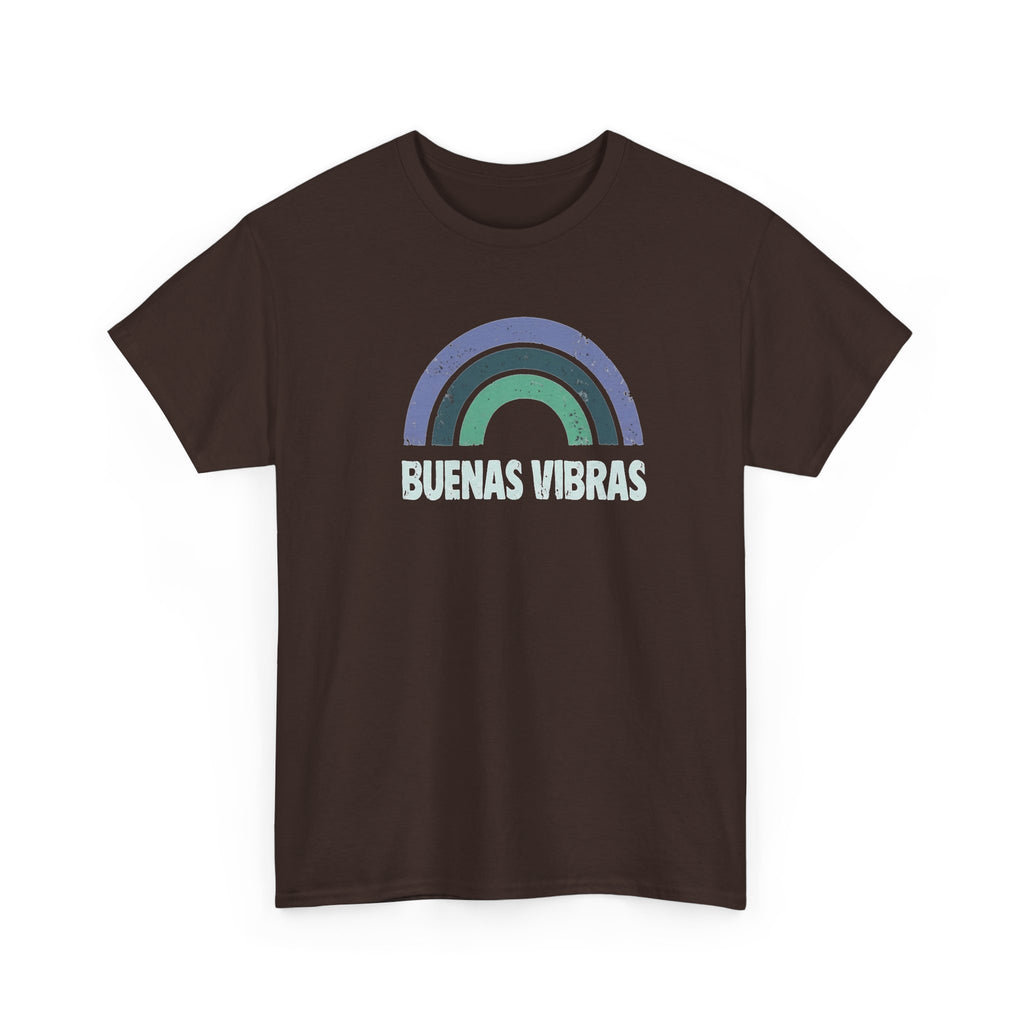 Buenas Vibras Tee — Retro Rainbow Graphic T‑Shirt (Spanish Positive Vibes)