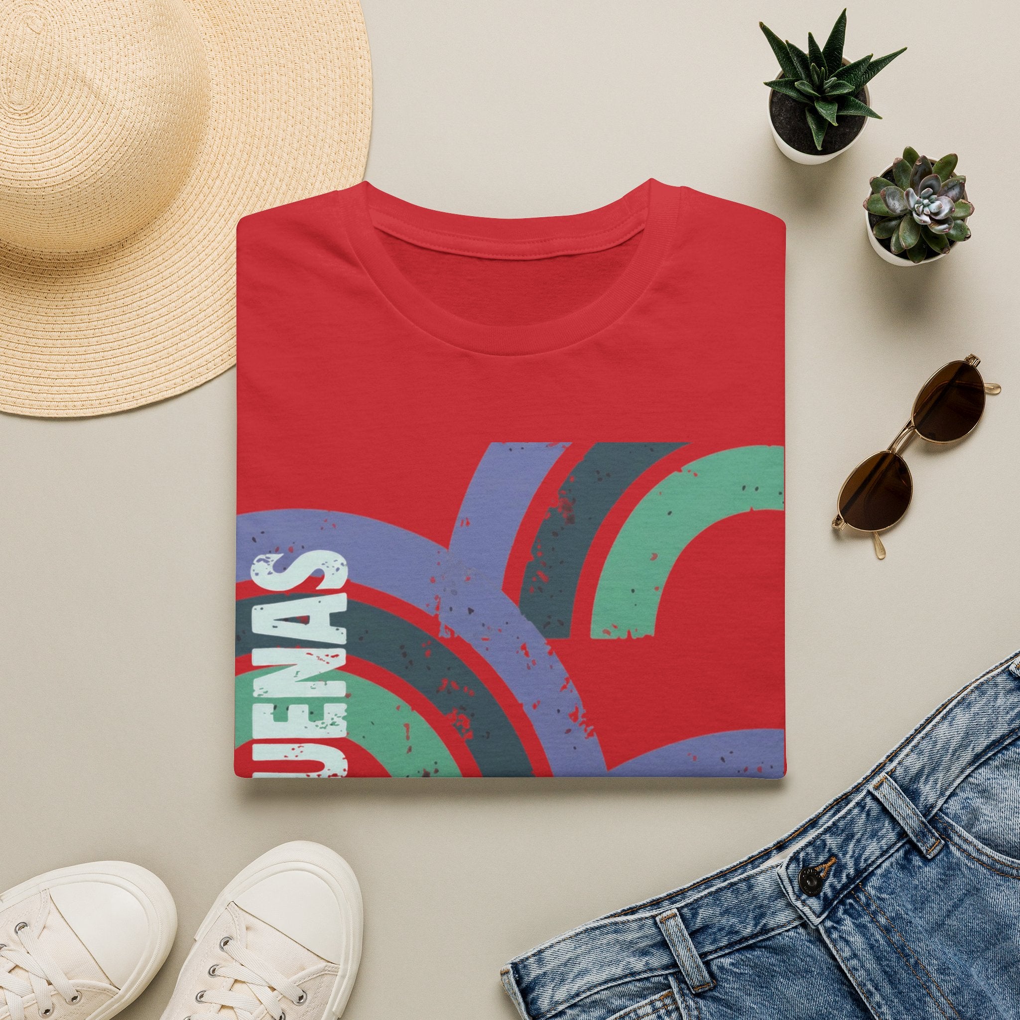 Retro Rainbow Graphic T-Shirt — 'Celebrate' Distressed Arc Design