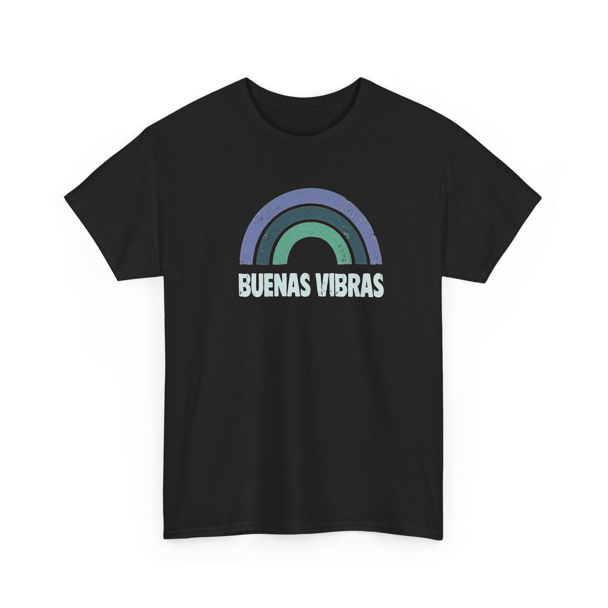Buenas Vibras Tee — Retro Rainbow Graphic T‑Shirt (Spanish Positive Vibes)
