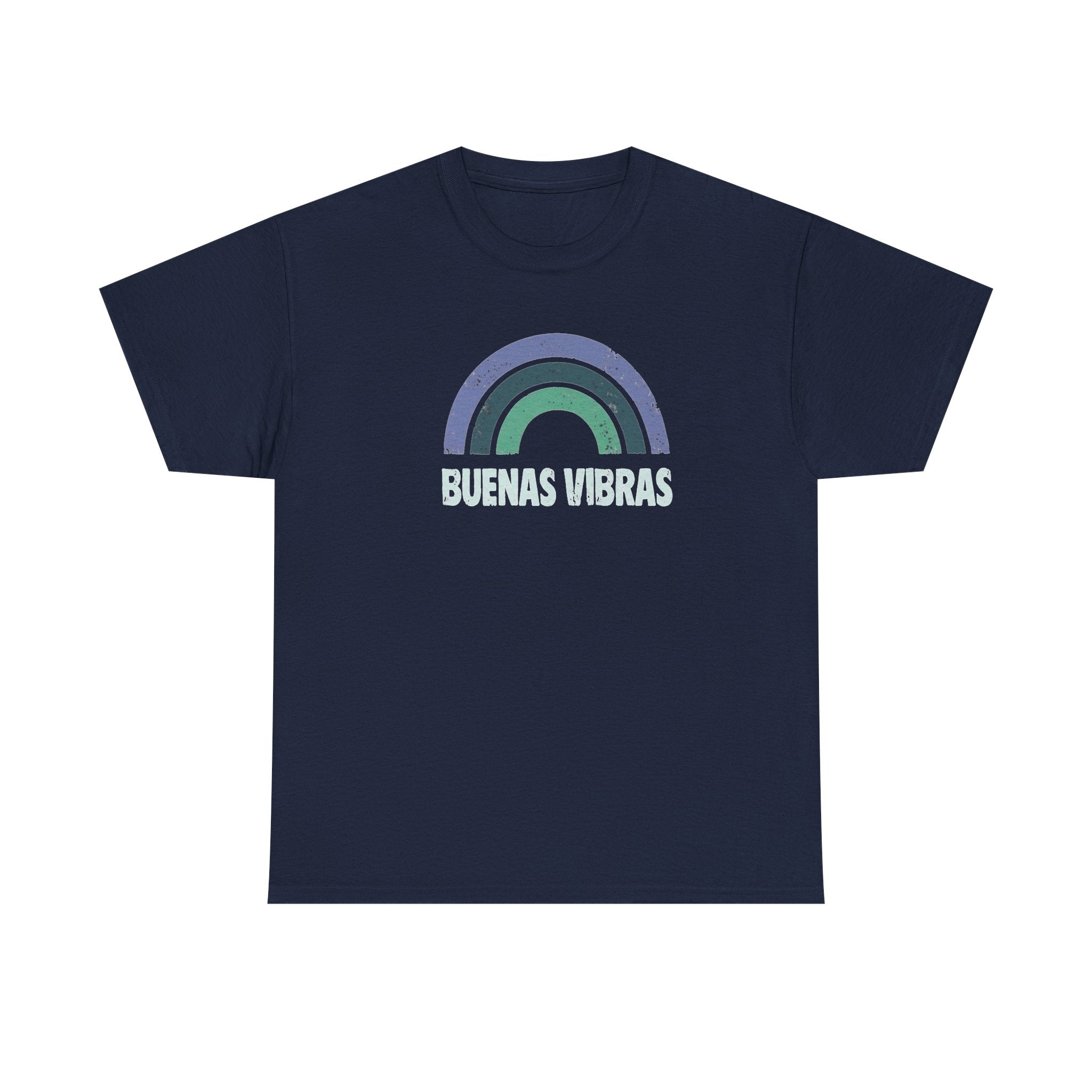 Buenas Vibras Tee — Retro Rainbow Graphic T‑Shirt (Spanish Positive Vibes)