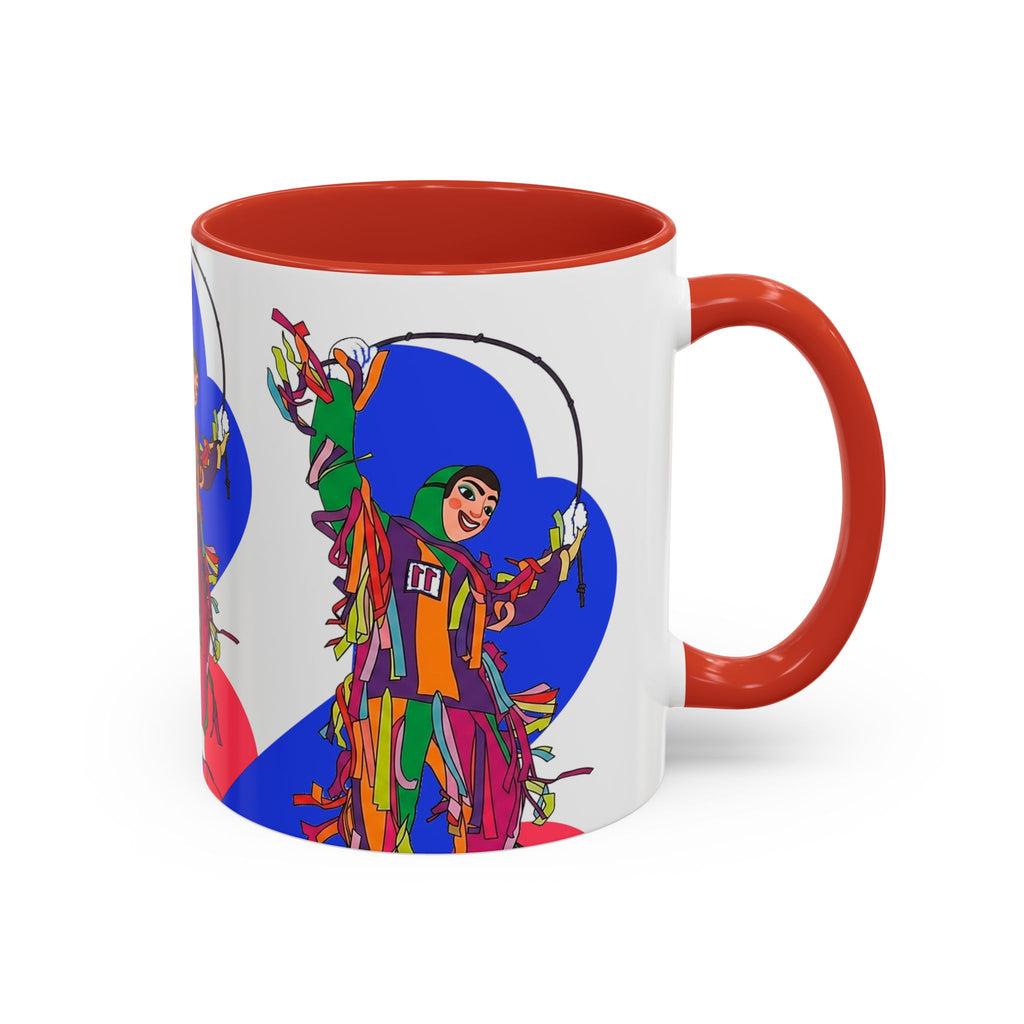 Colorful Jester Accent Coffee Mug — Vibrant Harlequin Dance Design (11/15oz)