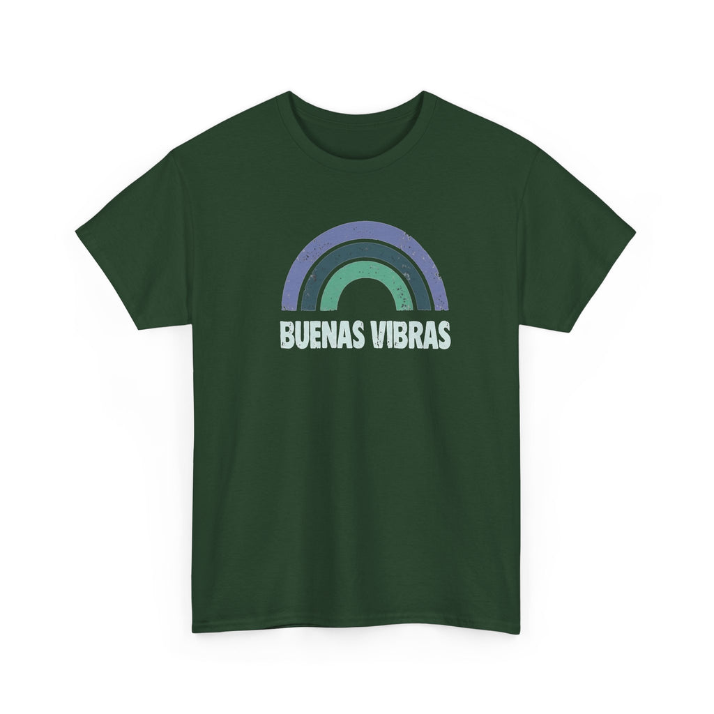Buenas Vibras Tee — Retro Rainbow Graphic T‑Shirt (Spanish Positive Vibes)