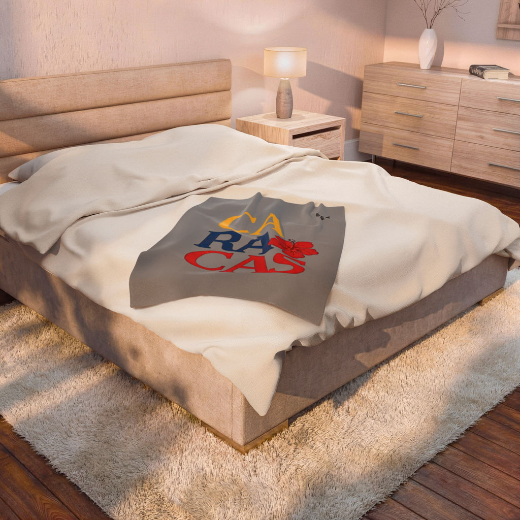 Caracas Hibiscus Velveteen Plush Blanket — Soft Travel & Home Throw