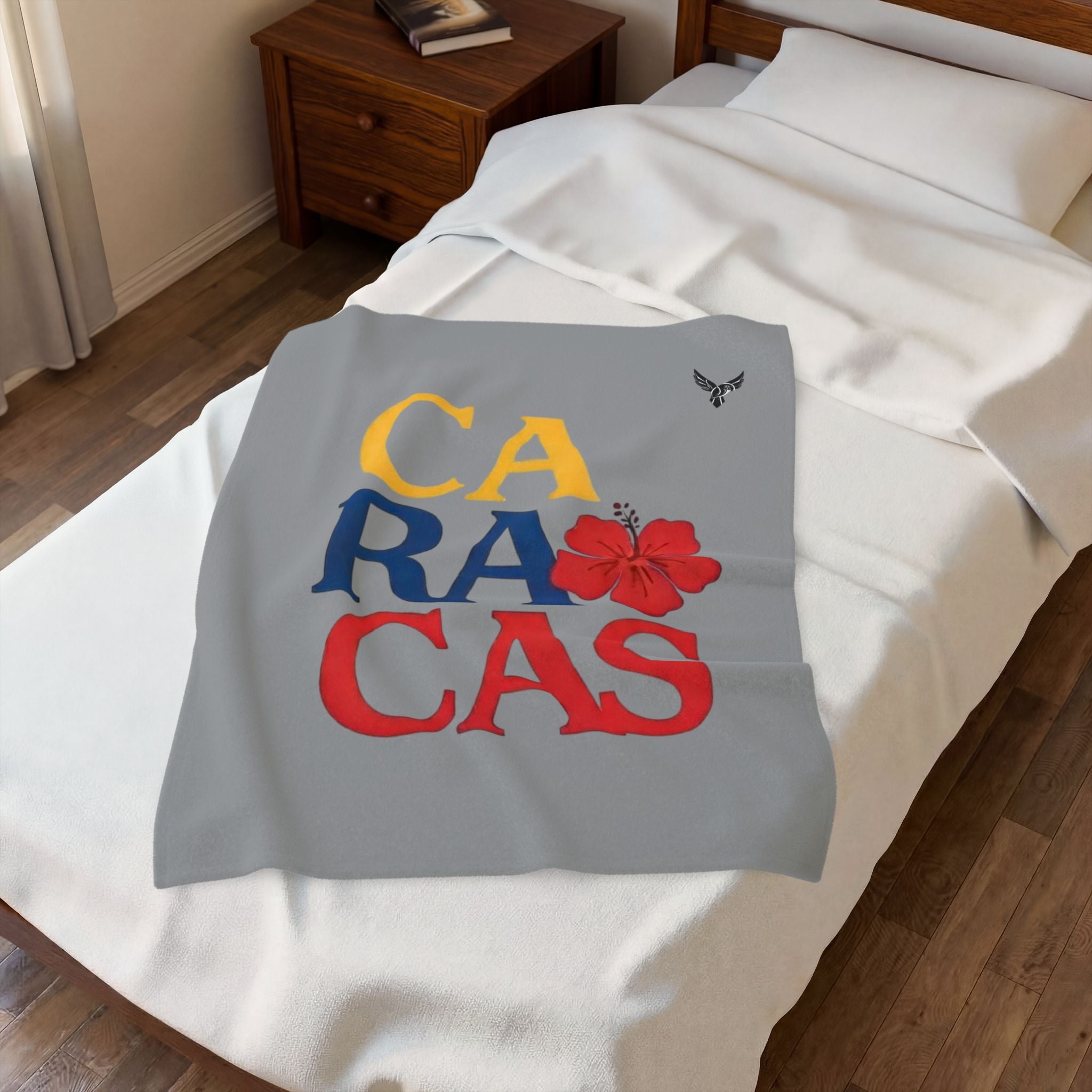 Caracas Hibiscus Velveteen Plush Blanket — Soft Travel & Home Throw