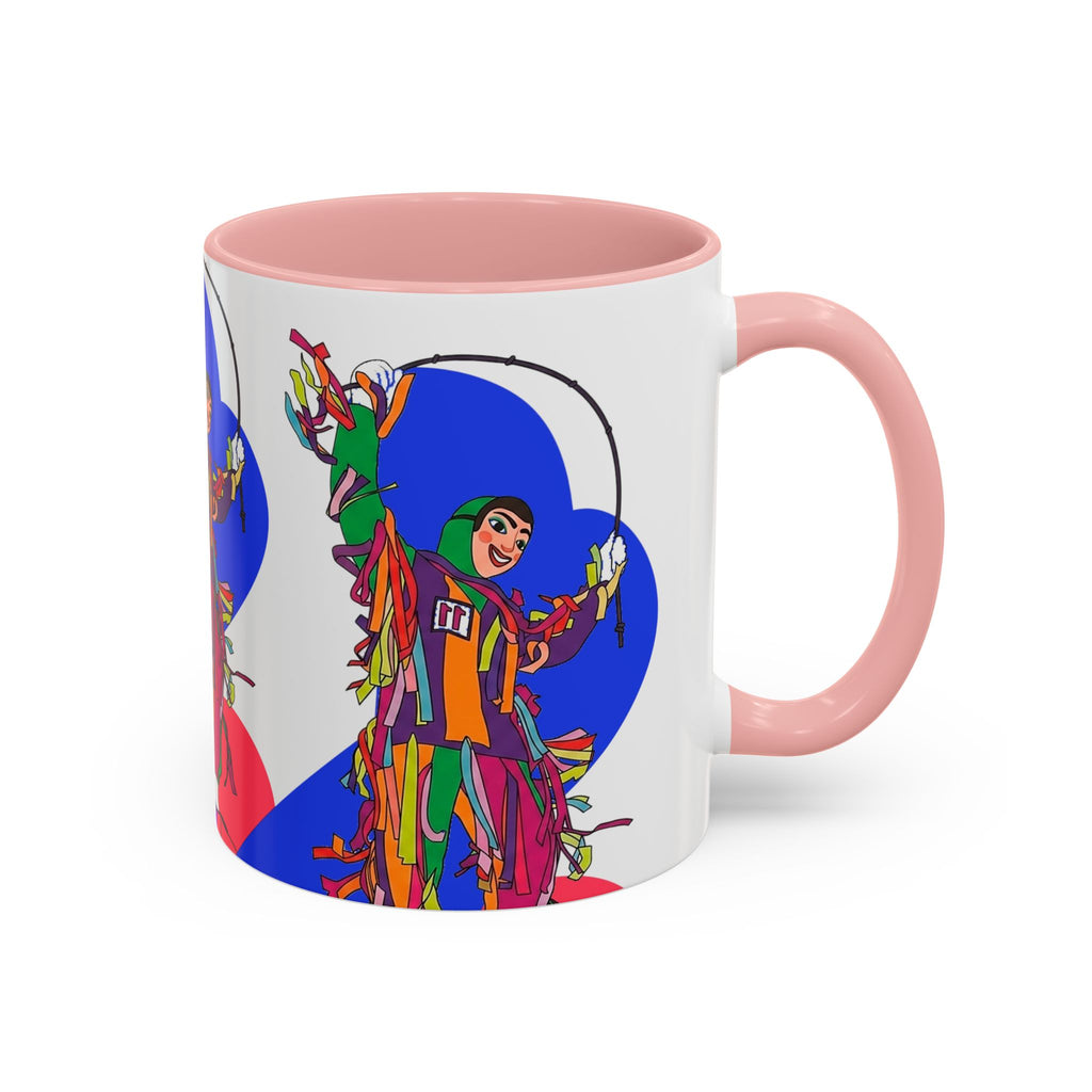 Colorful Jester Accent Coffee Mug — Vibrant Harlequin Dance Design (11/15oz)