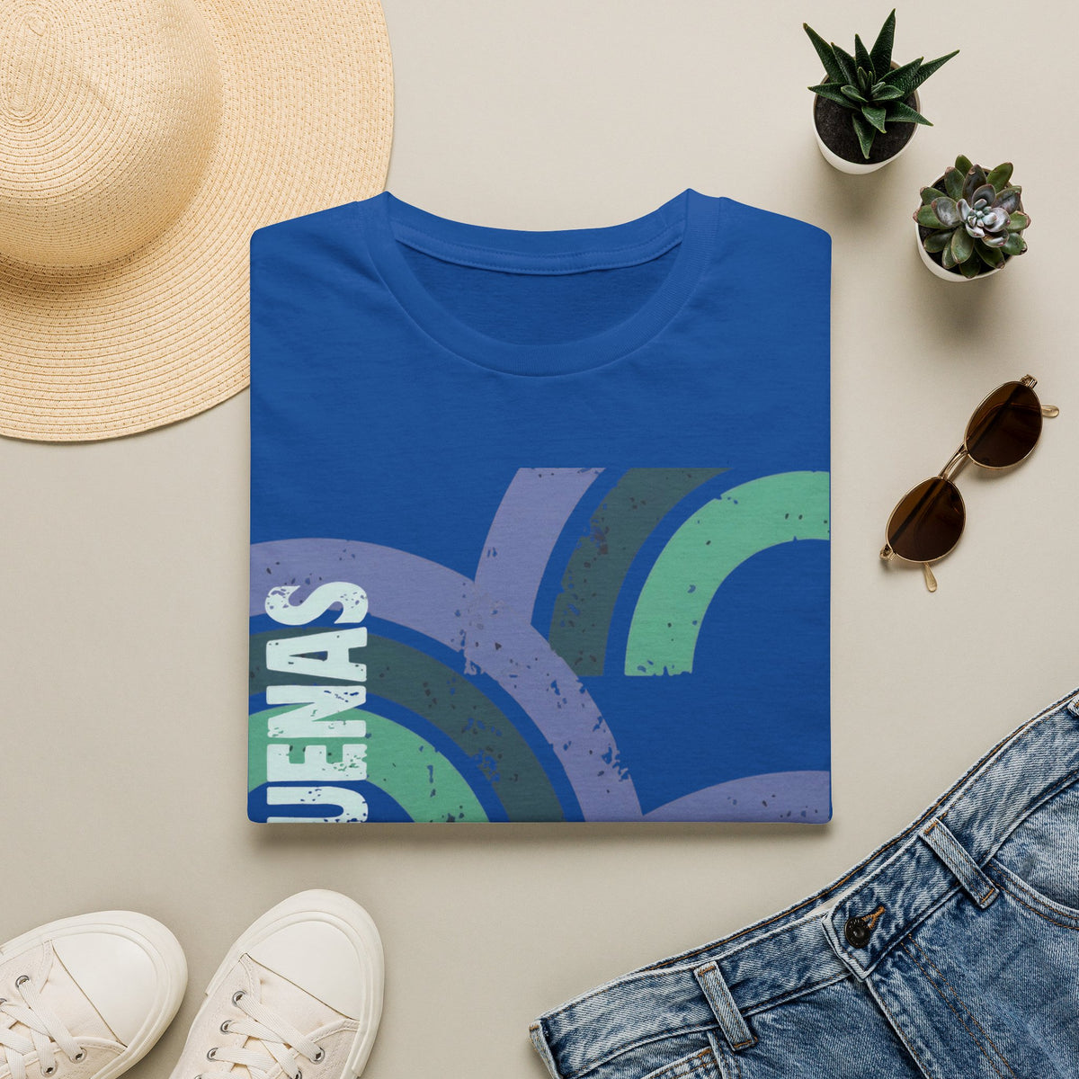 Retro Rainbow Graphic T-Shirt — 'Celebrate' Distressed Arc Design