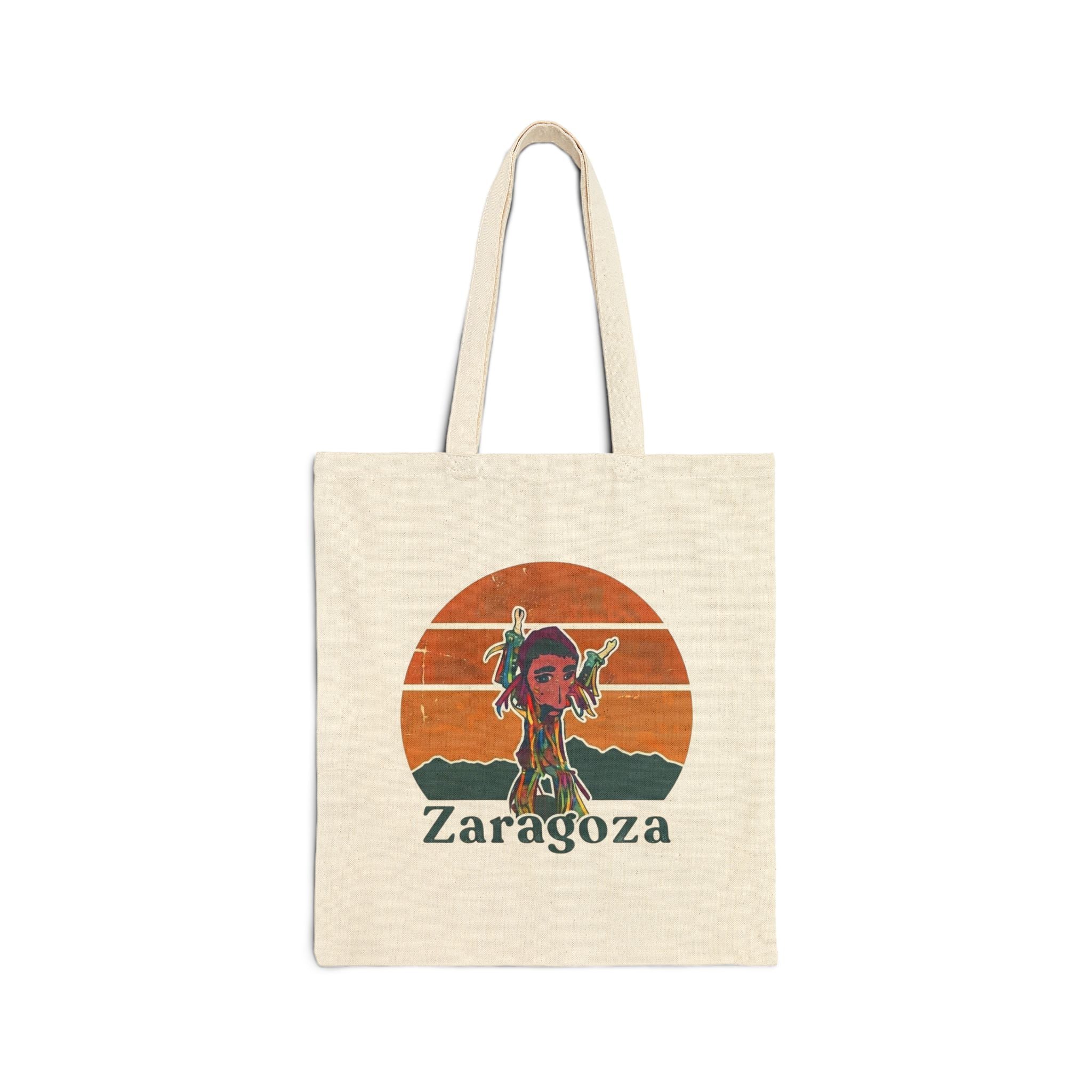 Zaragoza Sunset Tote Bag — Vintage Desert Graphic Cotton Canvas Tote