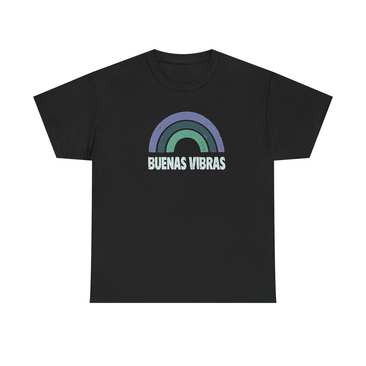 Buenas Vibras Tee — Retro Rainbow Graphic T‑Shirt (Spanish Positive Vibes)