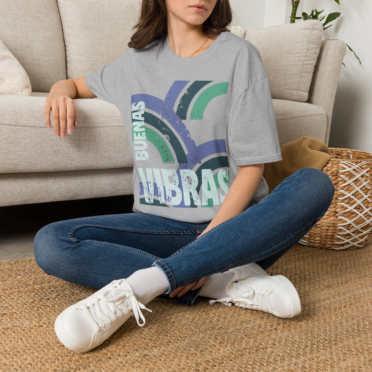 Retro Rainbow Graphic T-Shirt — 'Celebrate' Distressed Arc Design