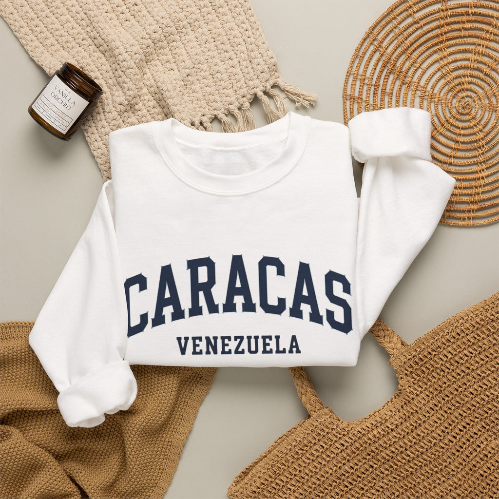 Caracas Venezuela Sweatshirt | City Name Crewneck, White College Style