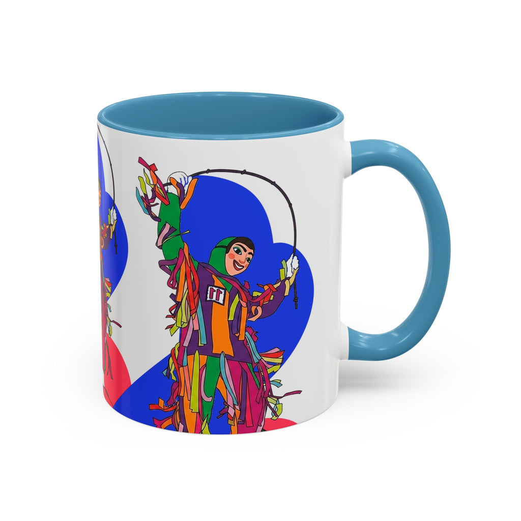 Colorful Jester Accent Coffee Mug — Vibrant Harlequin Dance Design (11/15oz)