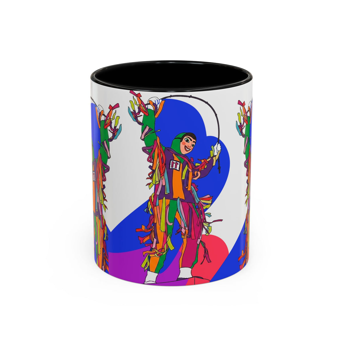 Colorful Jester Accent Coffee Mug — Vibrant Harlequin Dance Design (11/15oz)