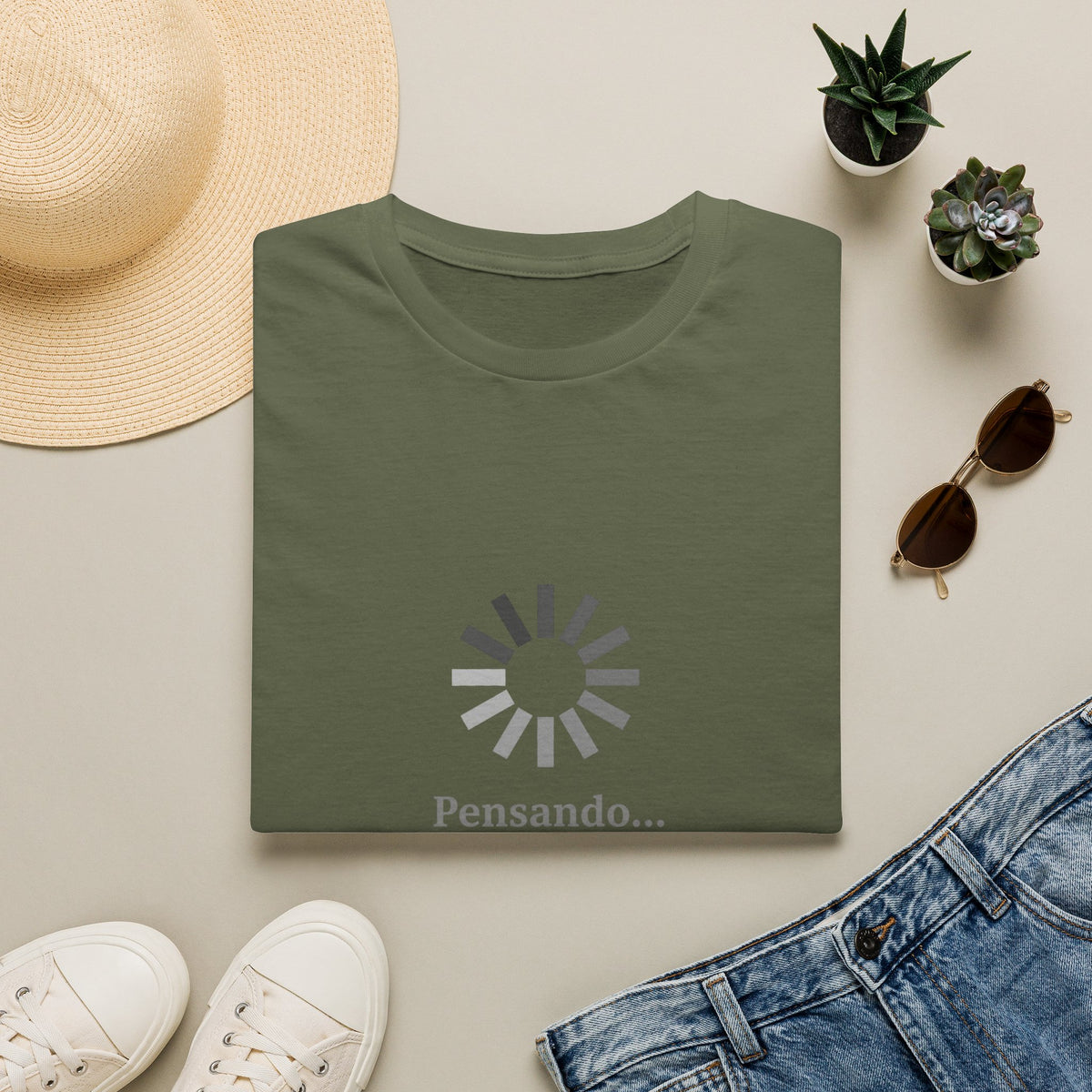 T-Shirt — "Estoy Pensando" Minimal Sunrise Graphic