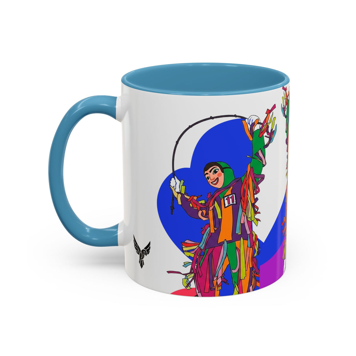 Colorful Jester Accent Coffee Mug — Vibrant Harlequin Dance Design (11/15oz)