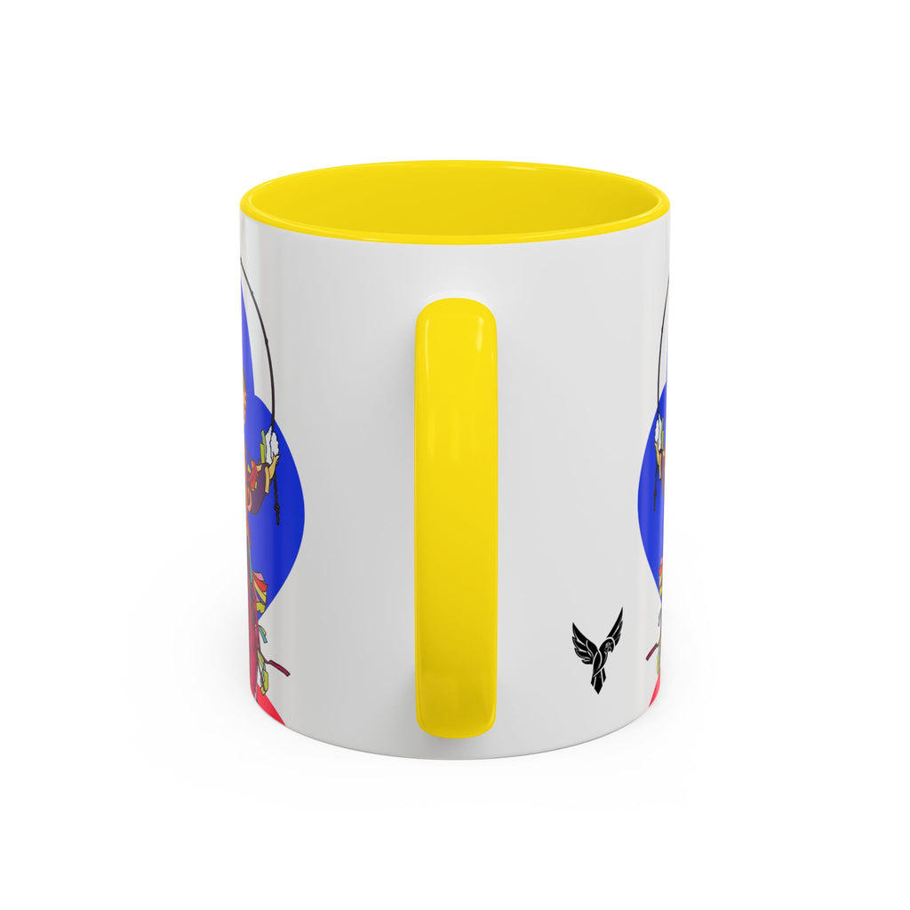 Colorful Jester Accent Coffee Mug — Vibrant Harlequin Dance Design (11/15oz)