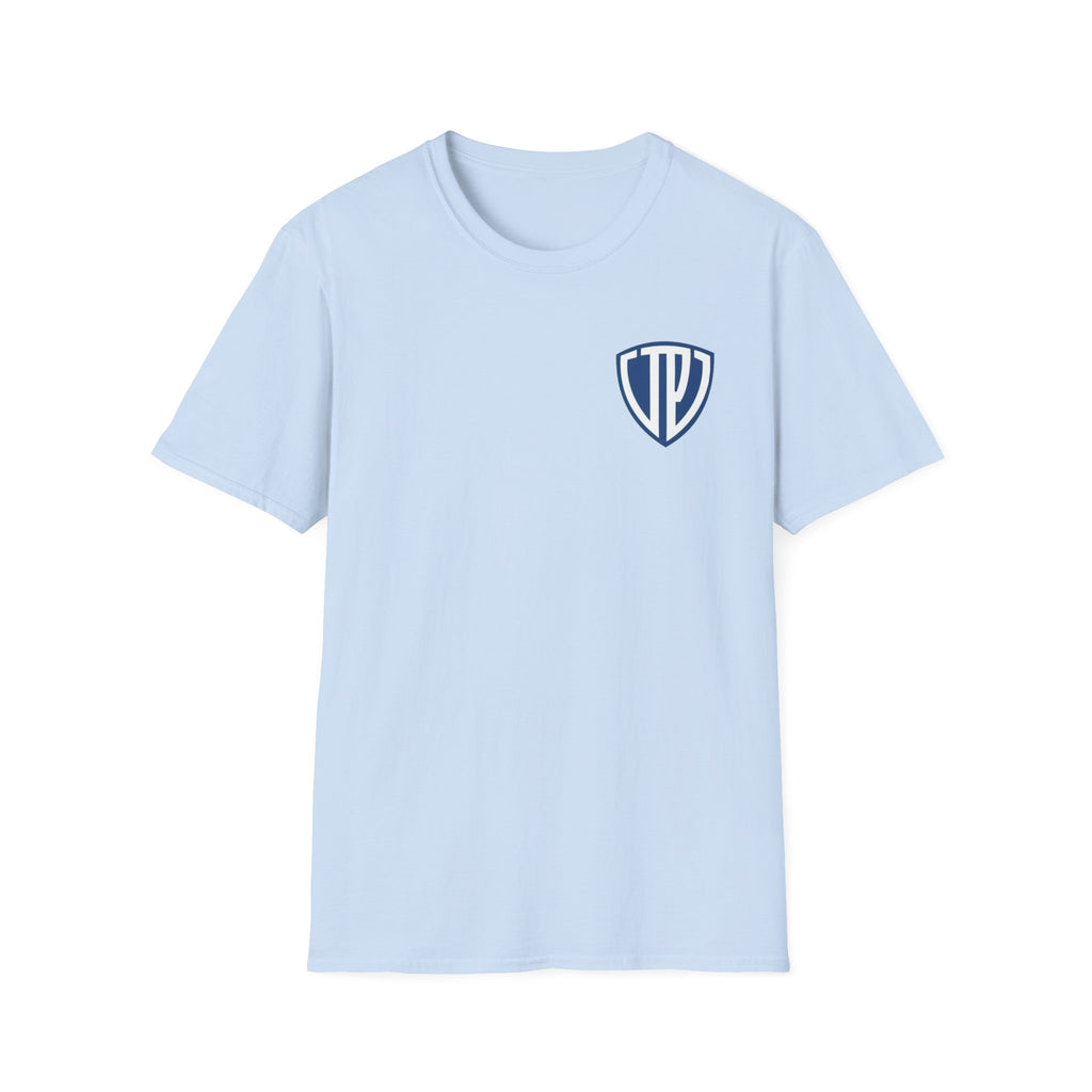 Shield Crest Pocket Tee — Retro Badge Logo T‑Shirt