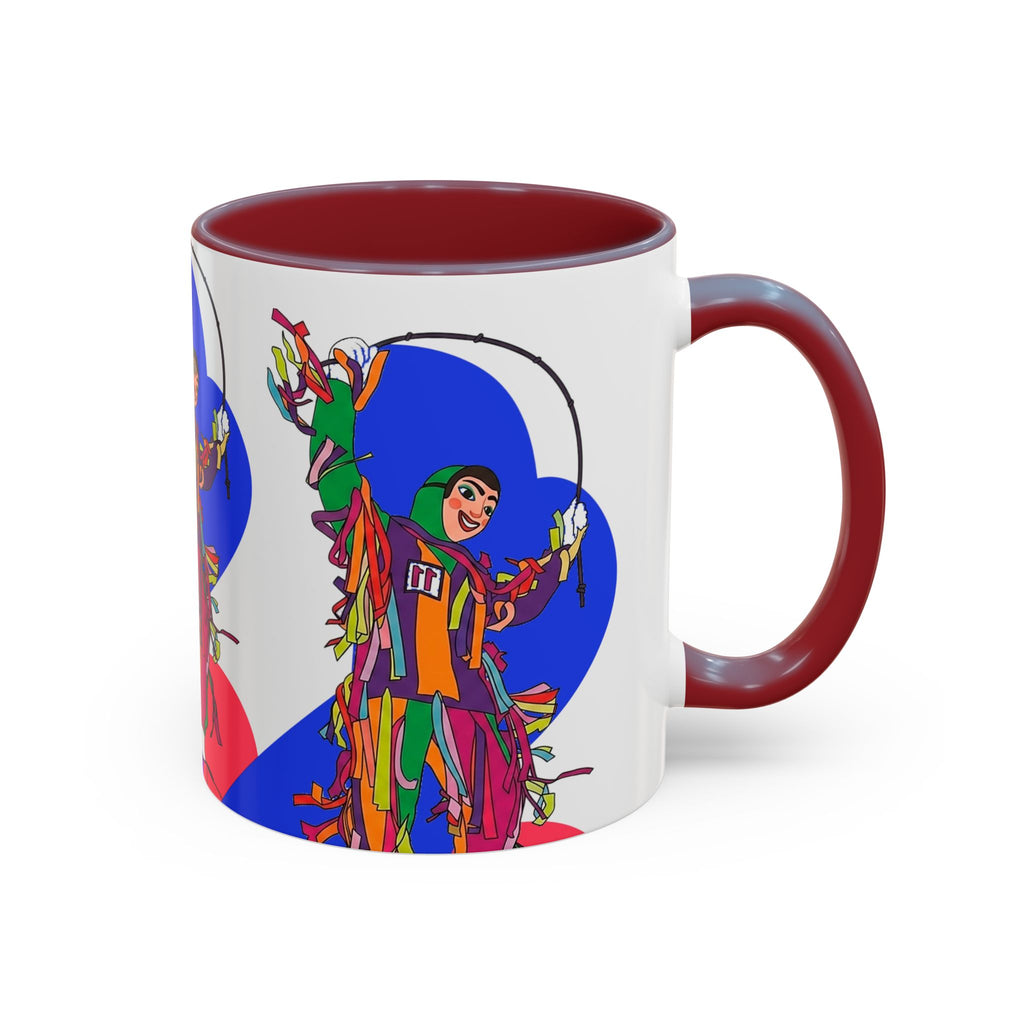 Colorful Jester Accent Coffee Mug — Vibrant Harlequin Dance Design (11/15oz)