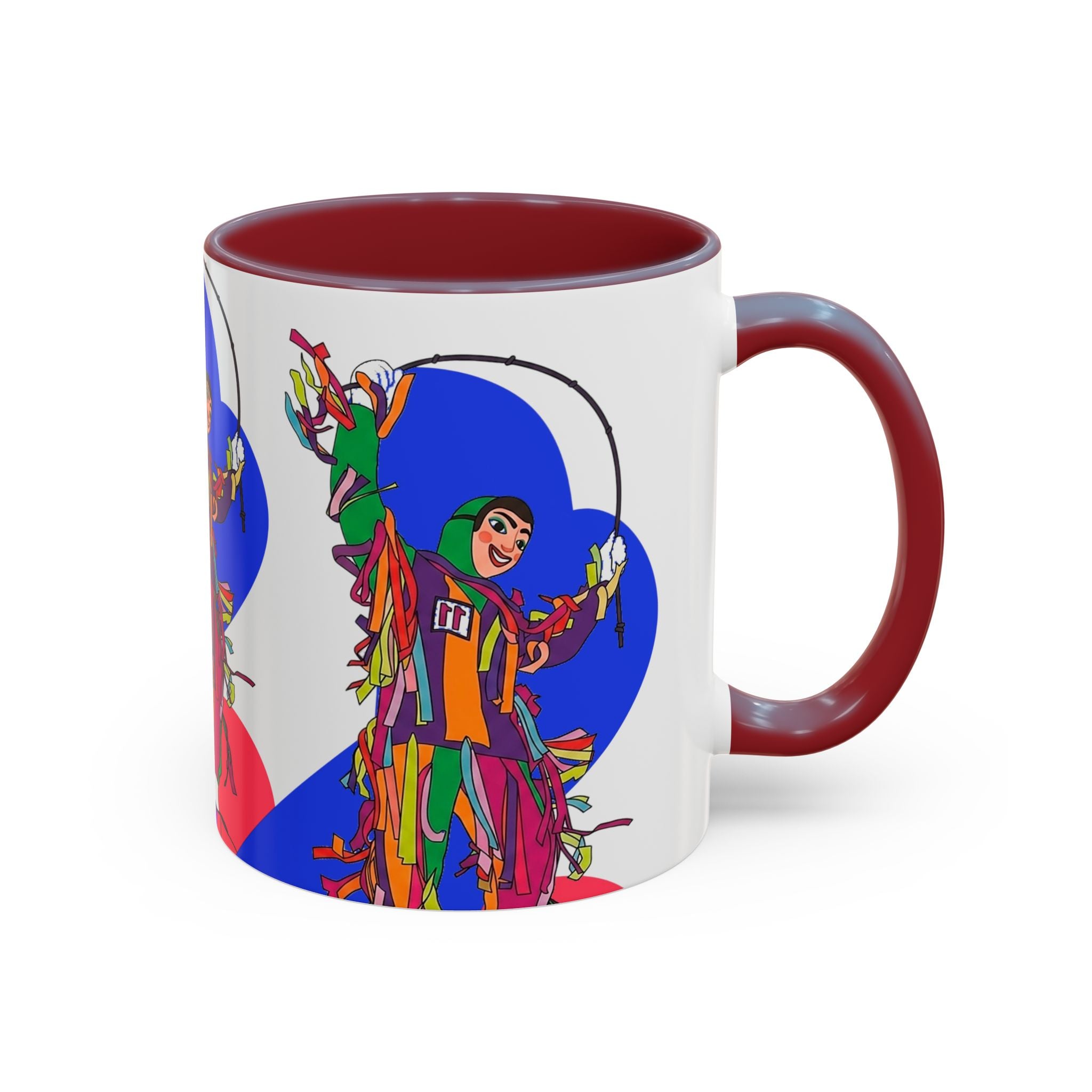 Colorful Jester Accent Coffee Mug — Vibrant Harlequin Dance Design (11/15oz)