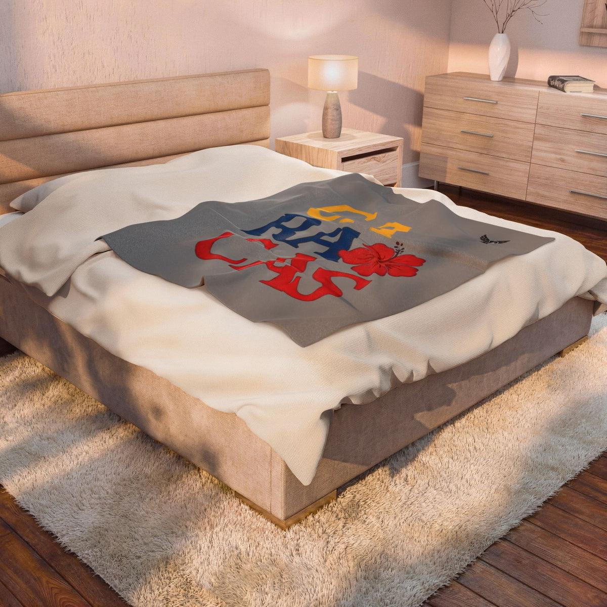 Caracas Hibiscus Velveteen Plush Blanket — Soft Travel & Home Throw