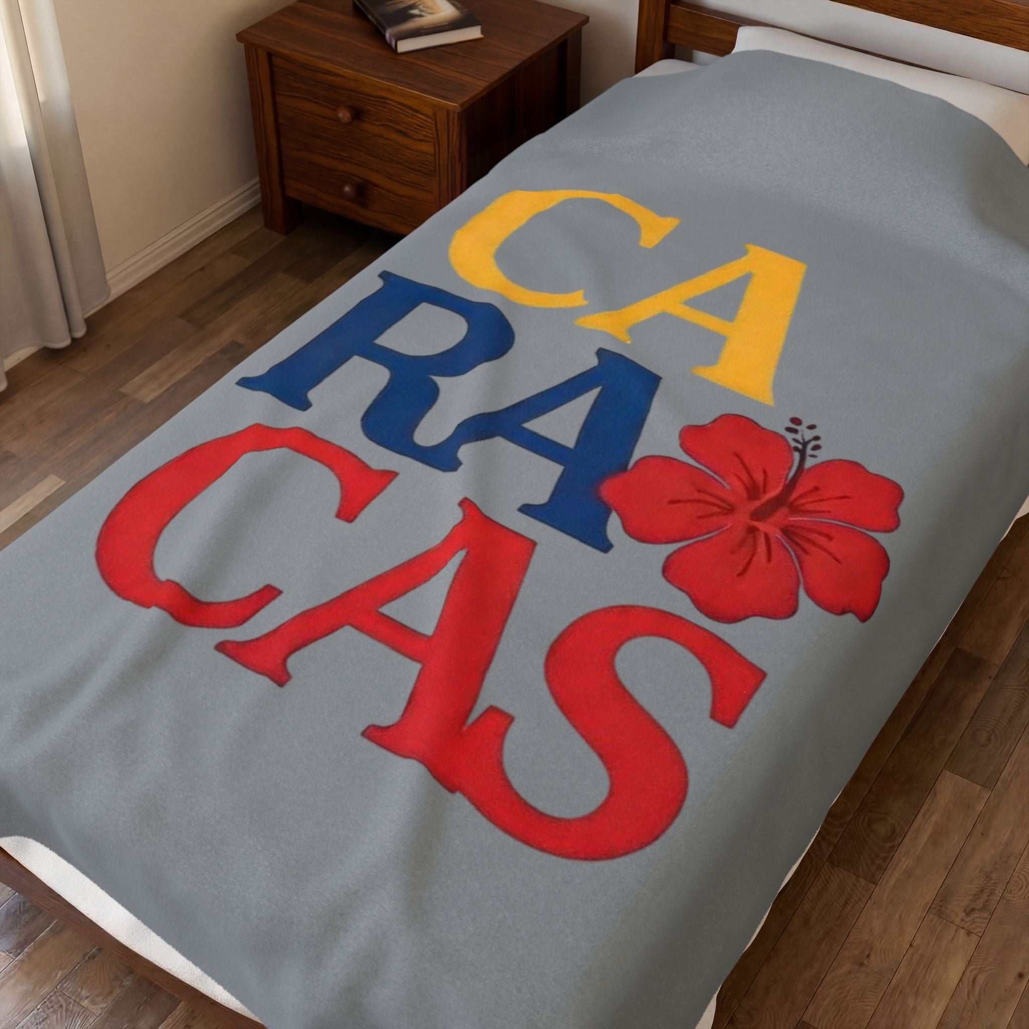 Caracas Hibiscus Velveteen Plush Blanket — Soft Travel & Home Throw