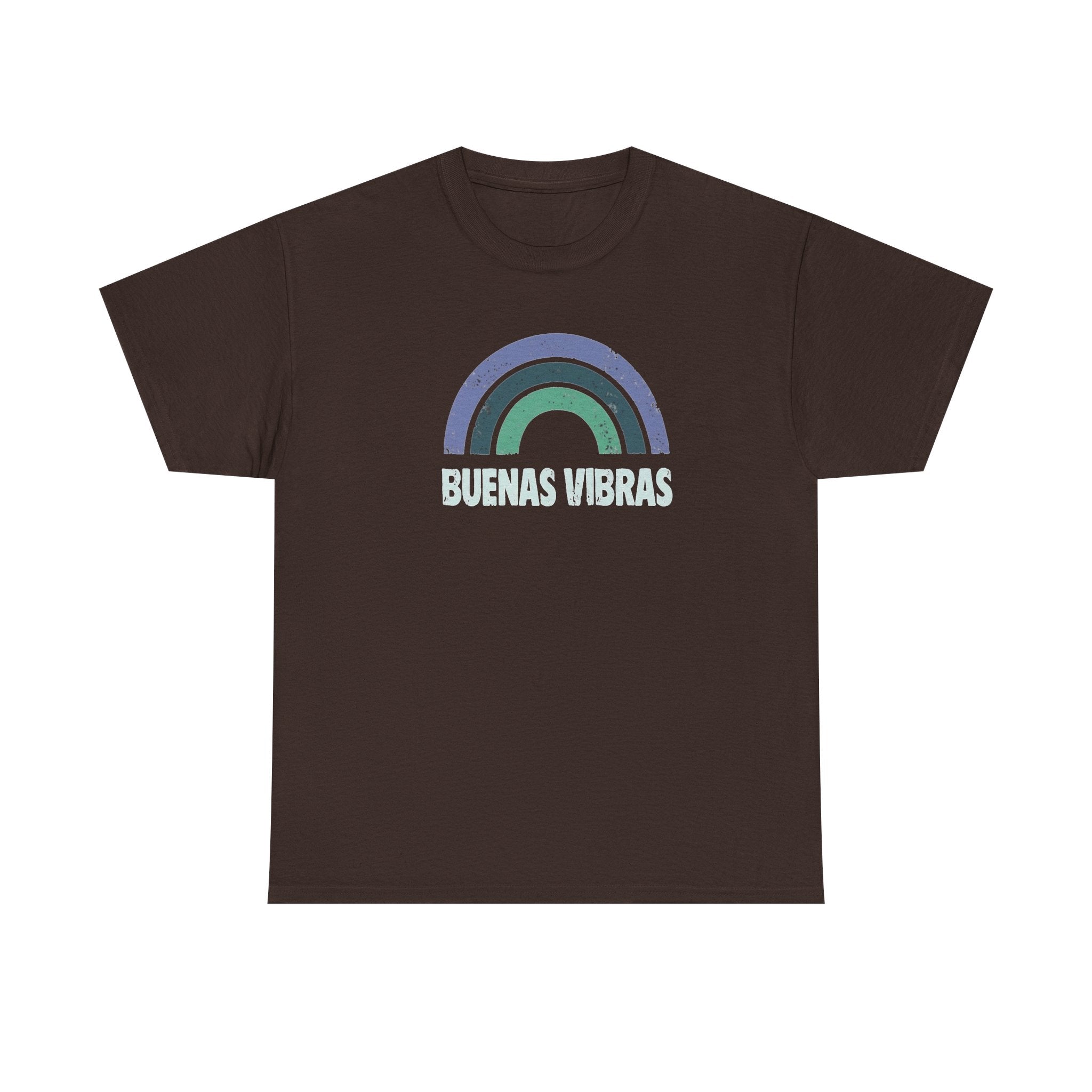 Buenas Vibras Tee — Retro Rainbow Graphic T‑Shirt (Spanish Positive Vibes)