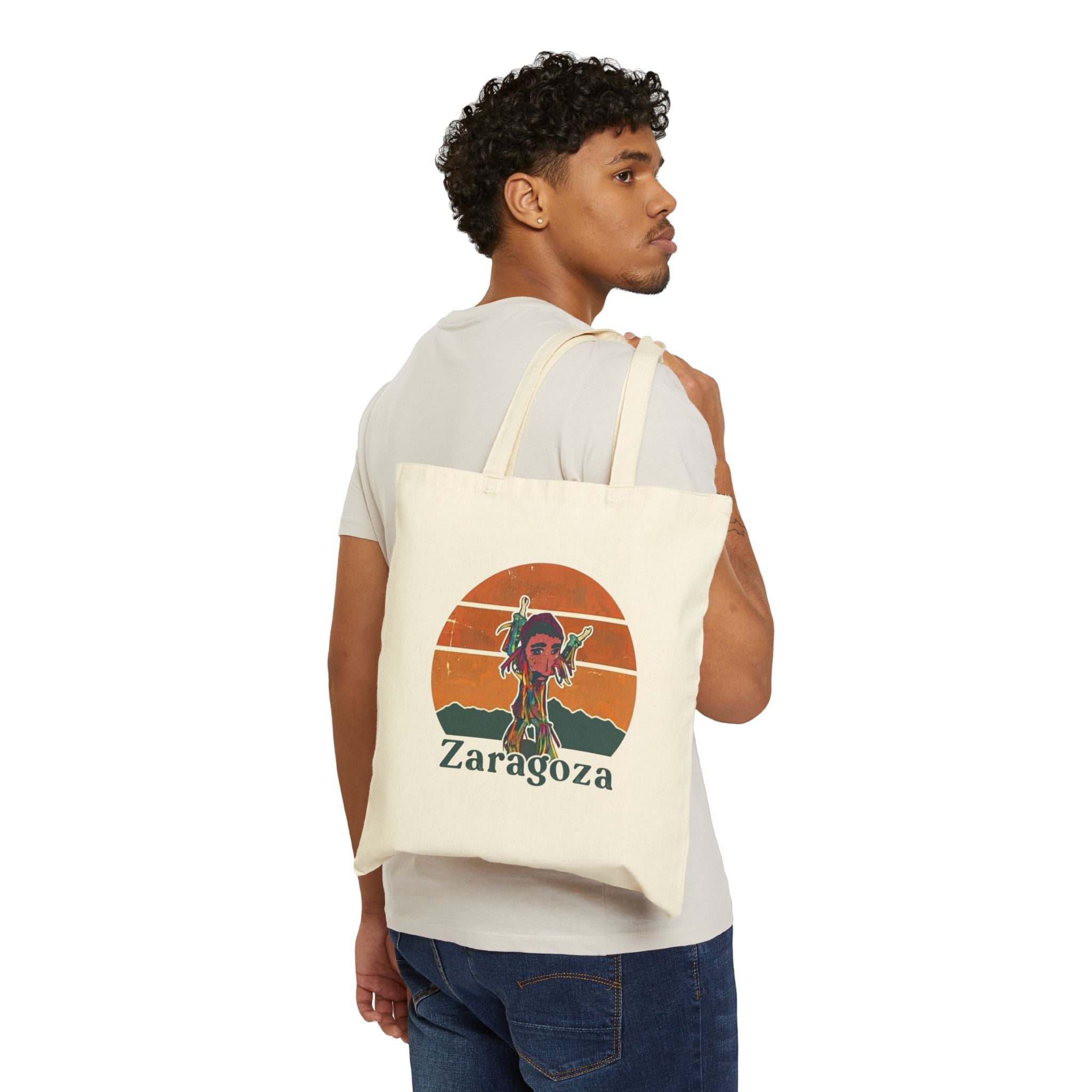 Zaragoza Sunset Tote Bag — Vintage Desert Graphic Cotton Canvas Tote