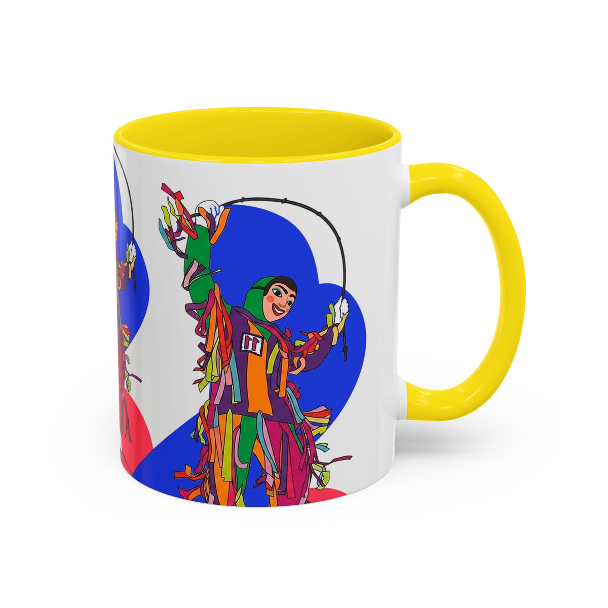 Colorful Jester Accent Coffee Mug — Vibrant Harlequin Dance Design (11/15oz)