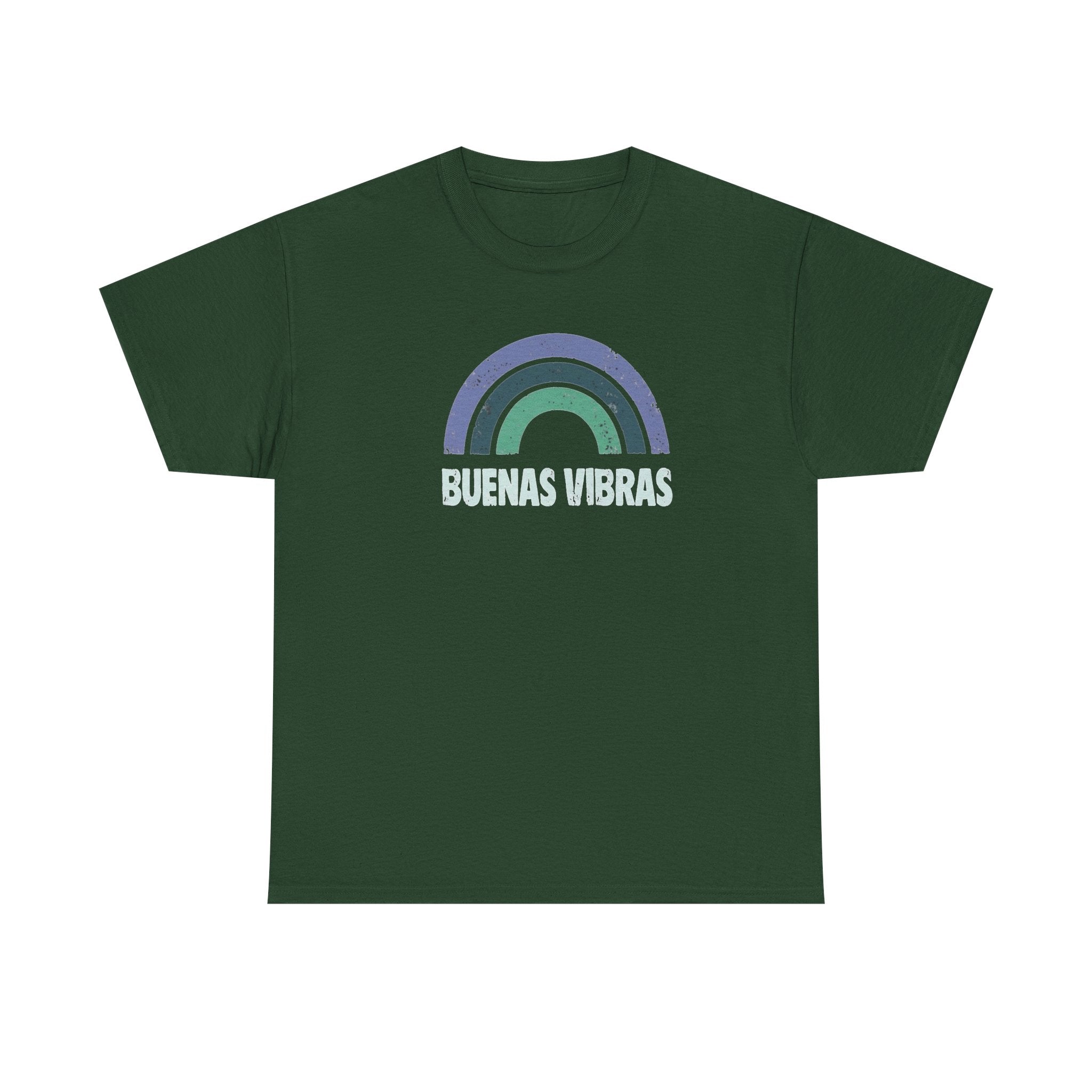 Buenas Vibras Tee — Retro Rainbow Graphic T‑Shirt (Spanish Positive Vibes)
