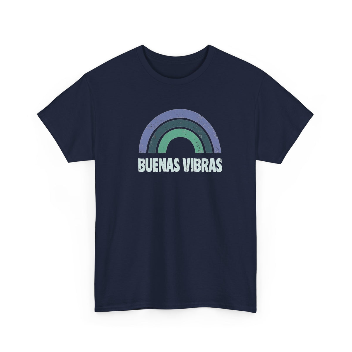 Buenas Vibras Tee — Retro Rainbow Graphic T‑Shirt (Spanish Positive Vibes)
